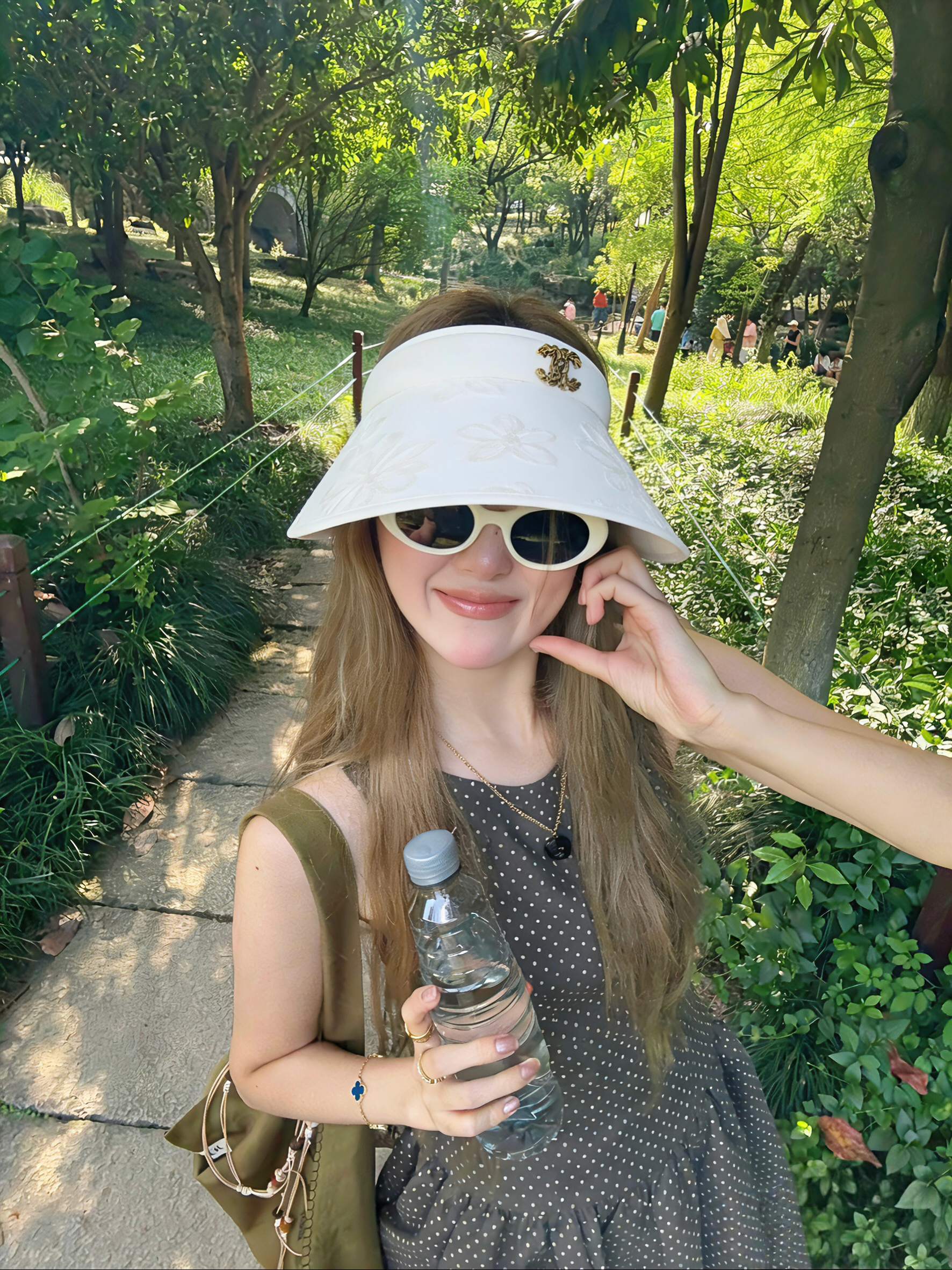 Chanel Embroidered Floral Pattern White Visor 250056