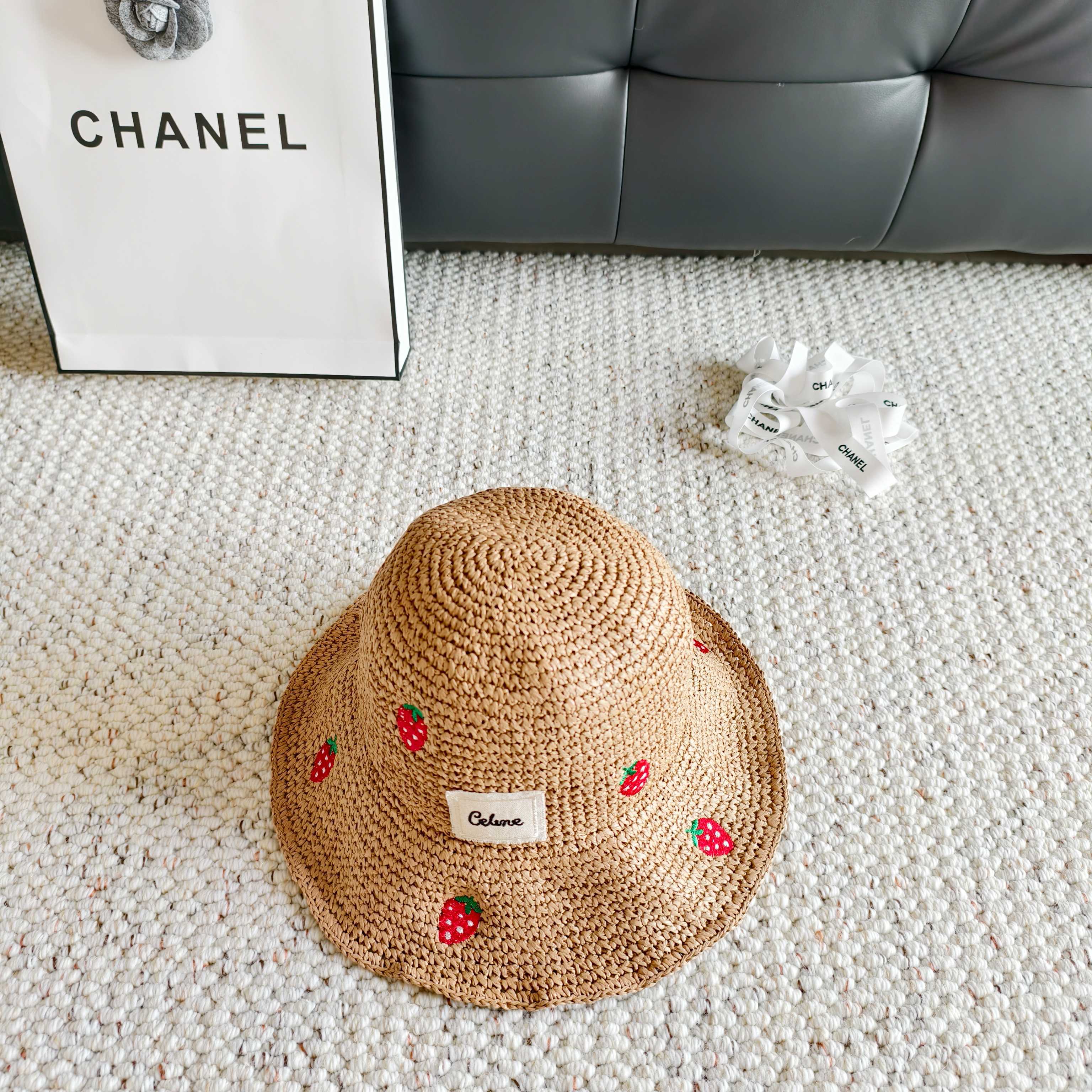 Celine Woven Strawberry Bucket Hat 400938