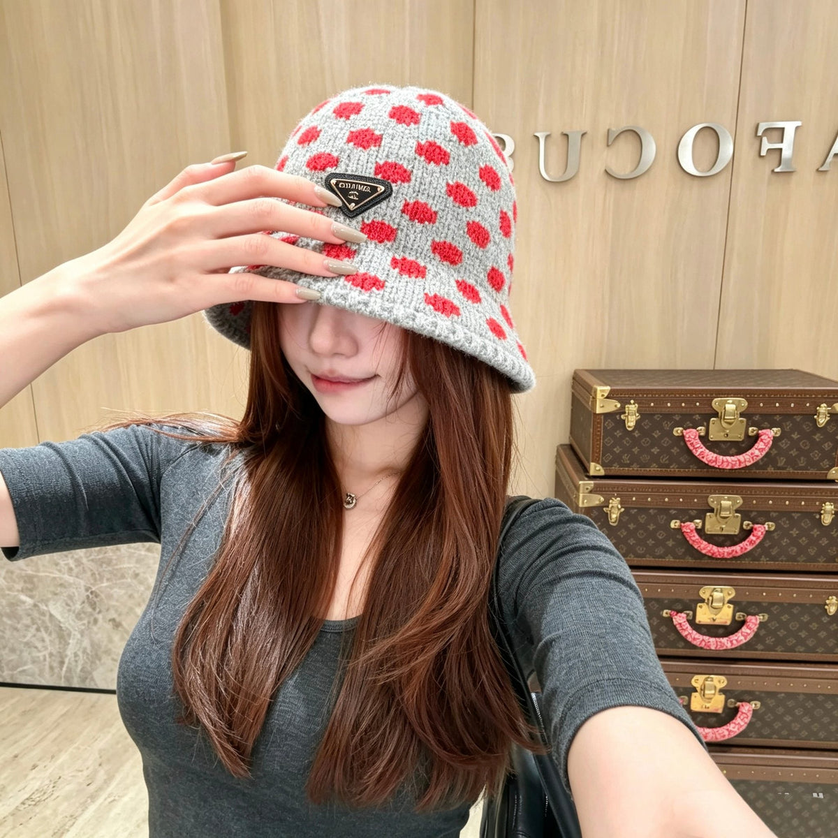 Prada 2026 Polka Dot Knitted Hat 565531