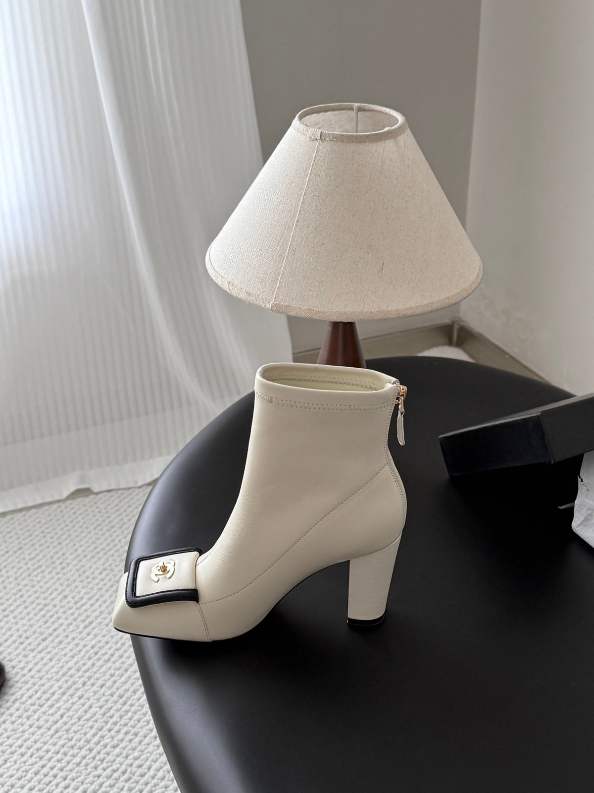 Chanel 2026 Square Toe Ankle Boots 80mm Suede Leather 127924