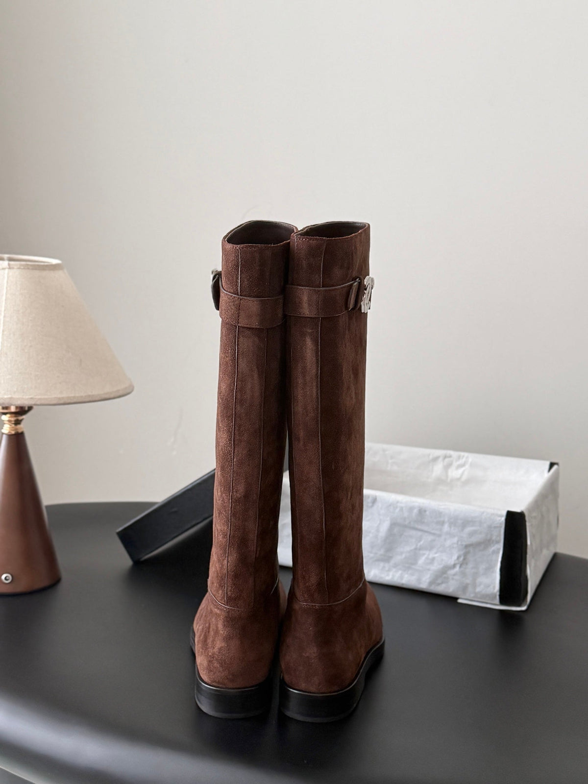 Chanel 2026 CC Logo Boots Brown Suede 127968