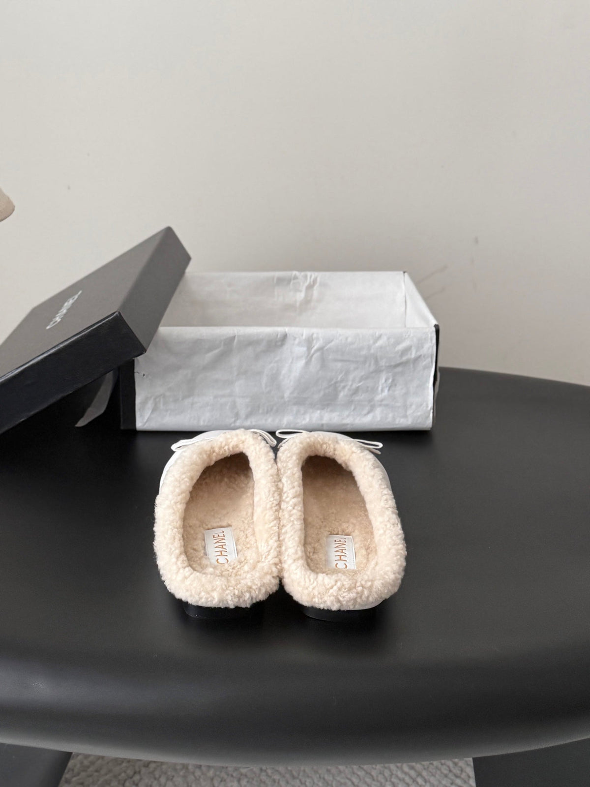 Chanel 2026 Bow Mule Wool Suede Leather 128282