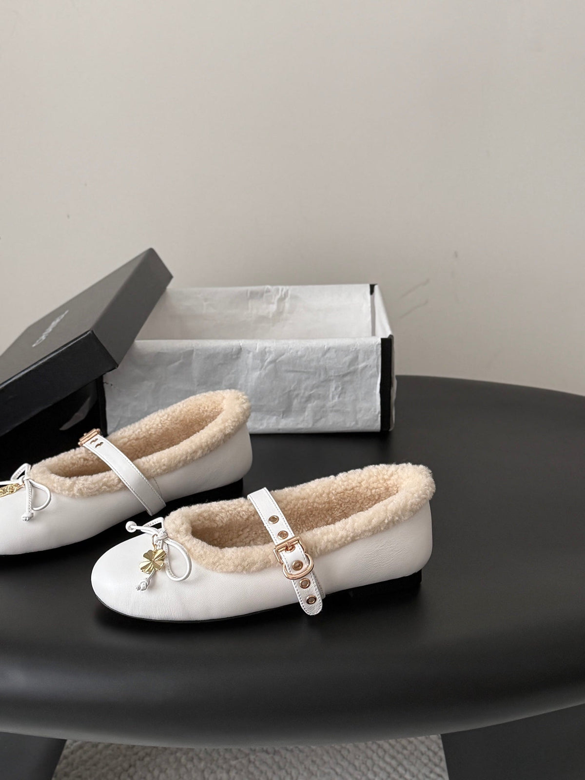Chanel 2026 Bow Ballet Flats Wool Suede Leather 128295