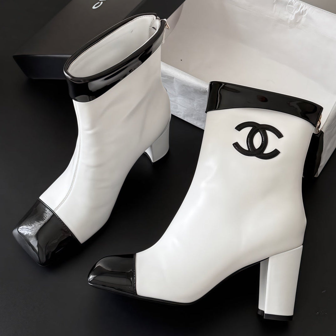 Chanel 2026 Square Toe Ankle Boots 75mm Leather 127856