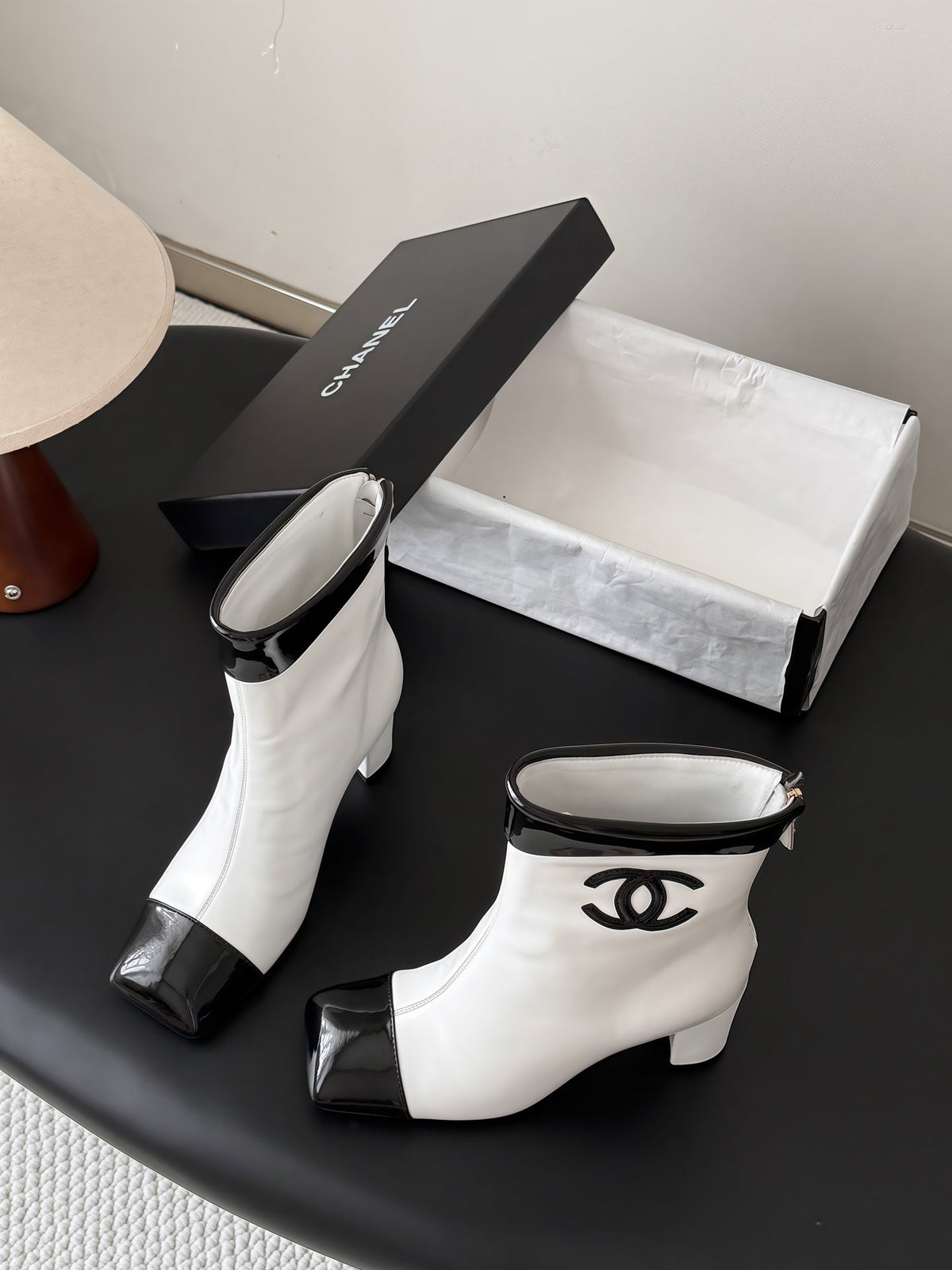 Chanel 2026 Square Toe Ankle Boots 75mm Leather 127856