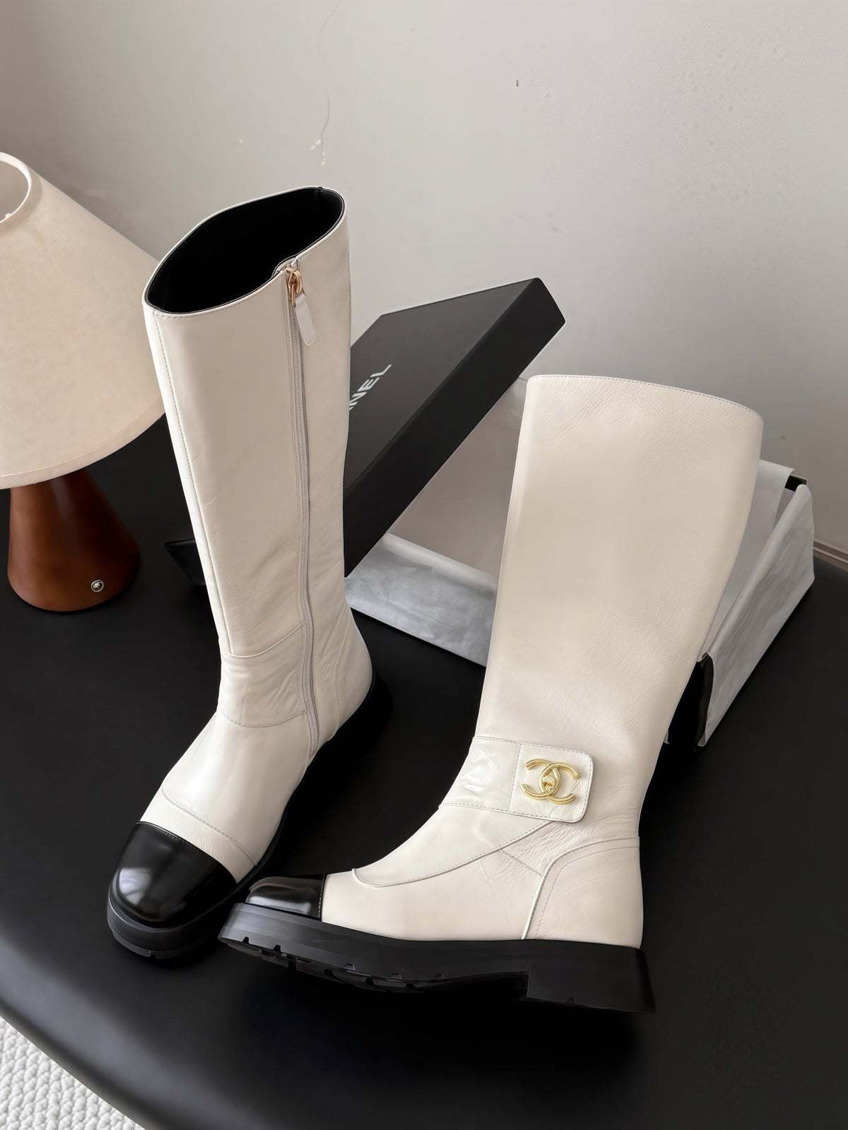 Chanel 2026  CC Logo Knee-High Boots Suede Leather 127869