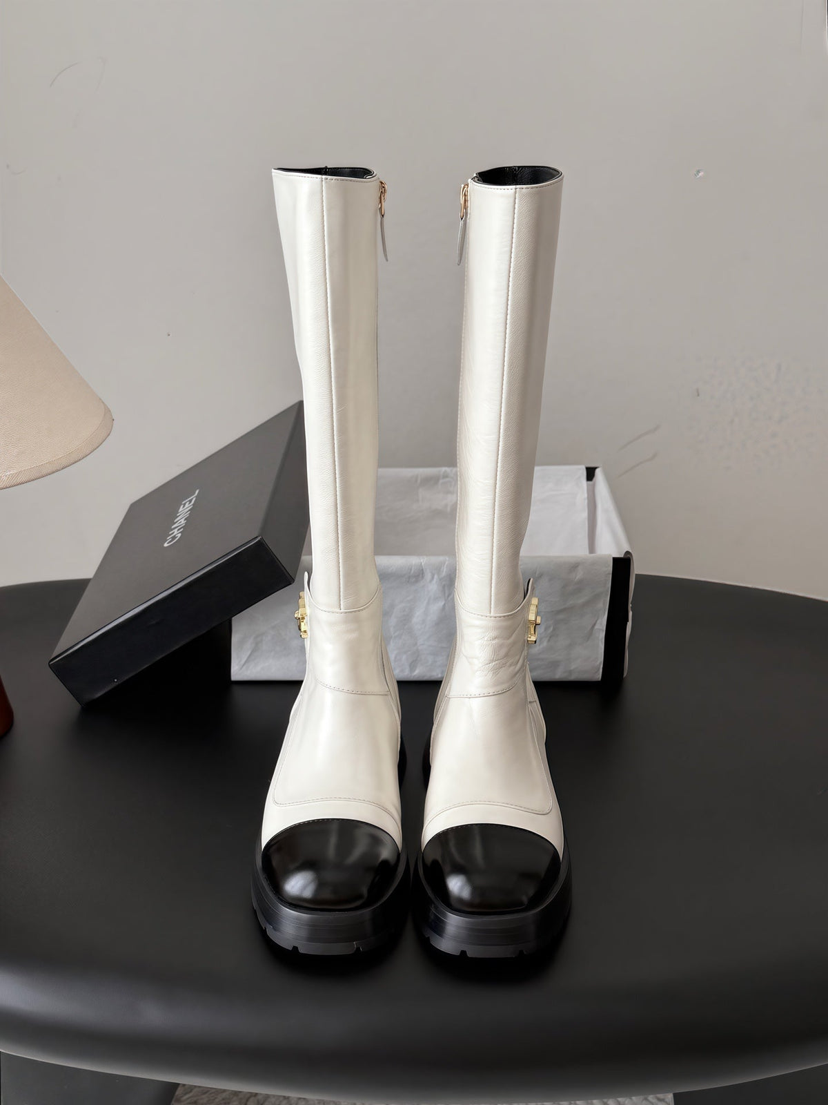 Chanel 2026  CC Logo Knee-High Boots Suede Leather 127869