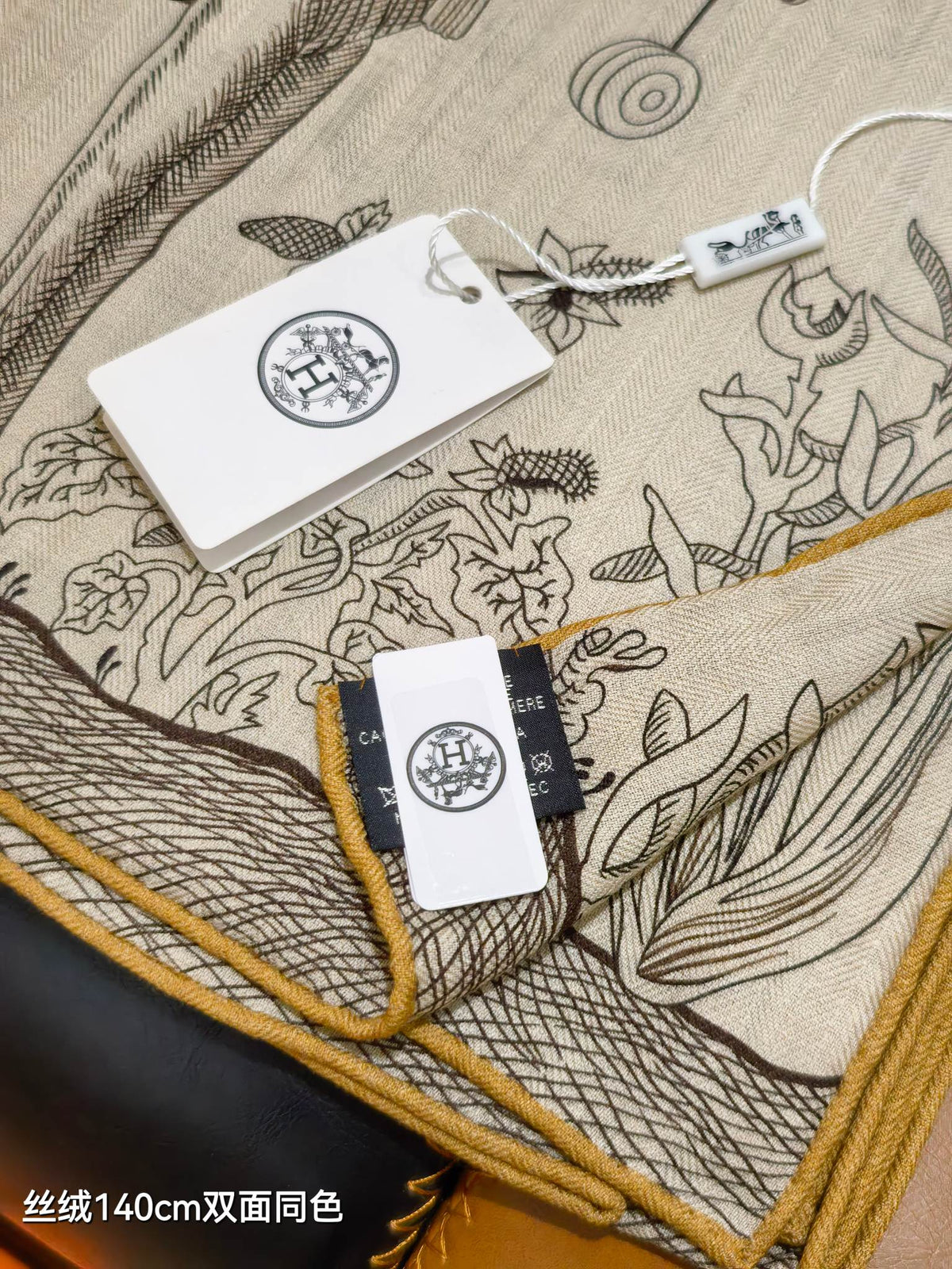 Hermes 2026 Della Cavalleria Favolosa Scarf 140cm Black Cashmere Silk 534748