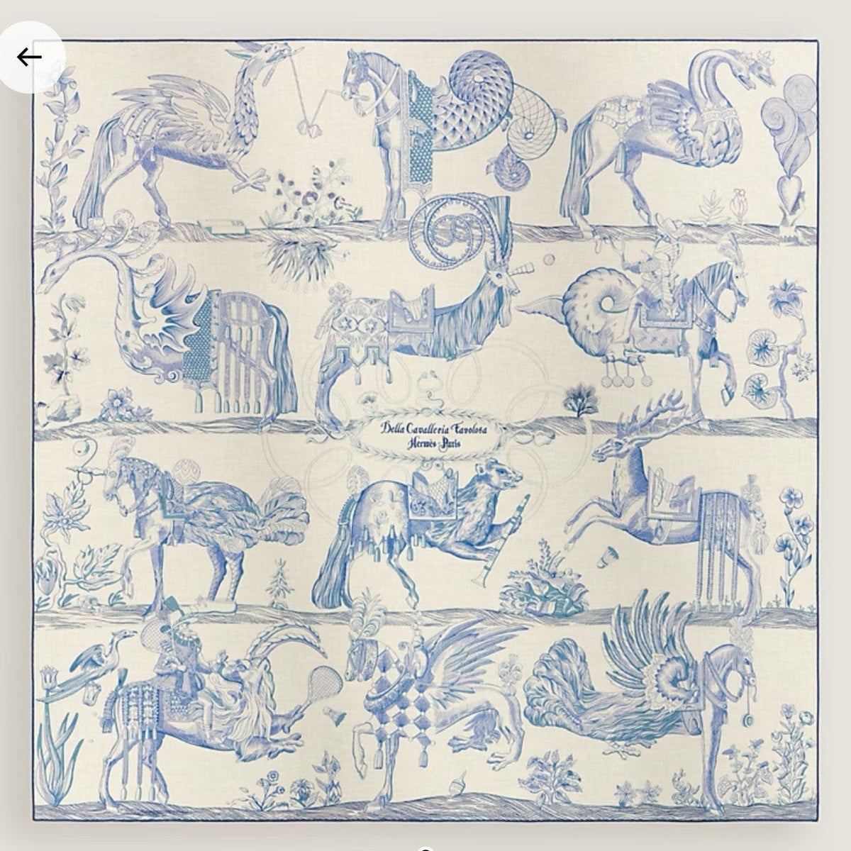 Hermes 2026 Della Cavalleria Favolosa Scarf 140cm Blue Cashmere Silk 534749