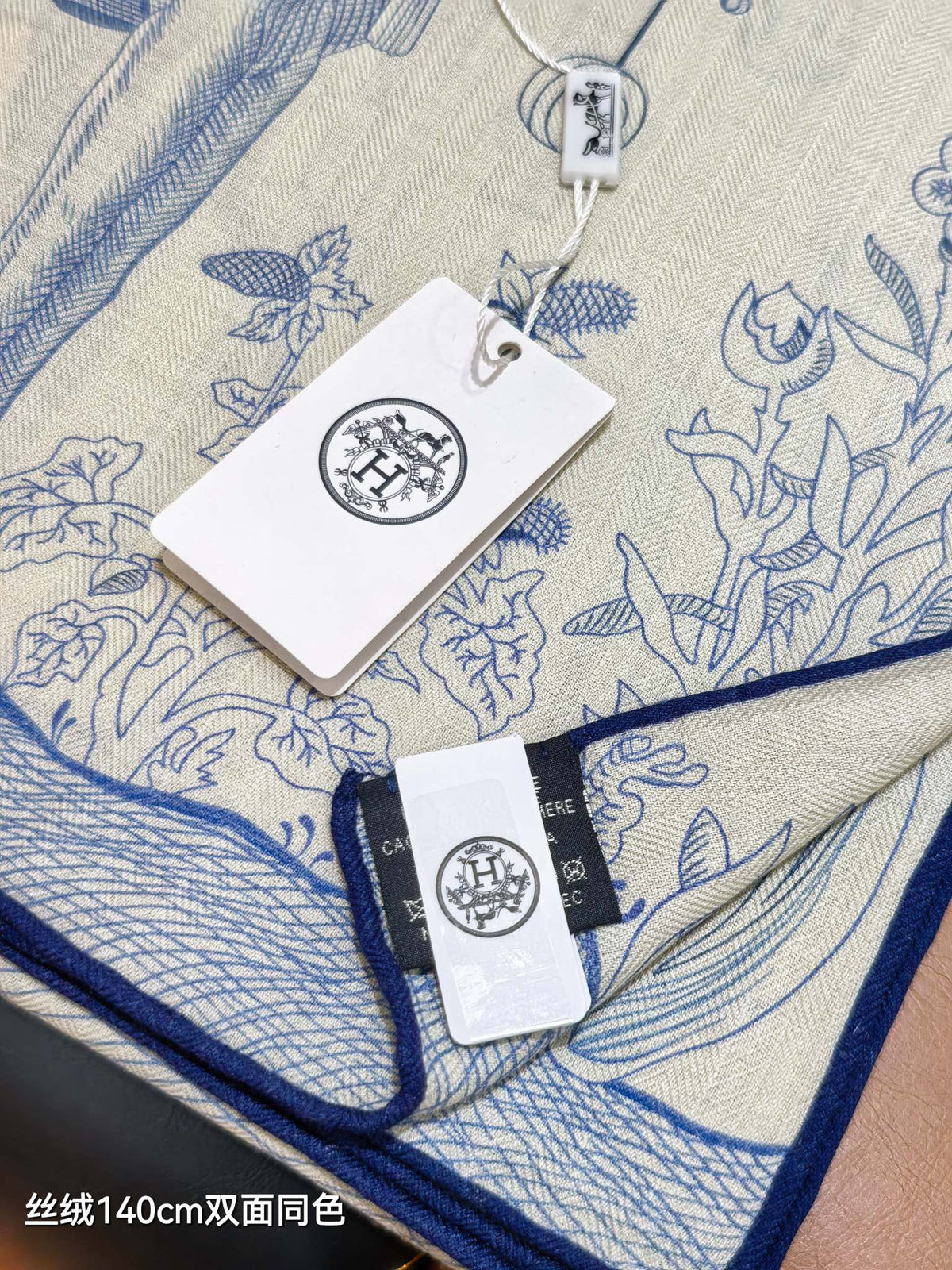 Hermes 2026 Della Cavalleria Favolosa Scarf 140cm Blue Cashmere Silk 534749