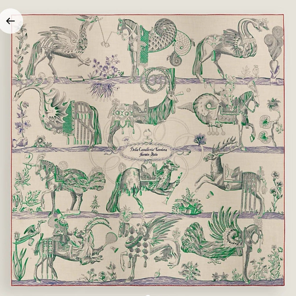 Hermes 2026 Della Cavalleria Favolosa Scarf 140cm Green Cashmere Silk 534750