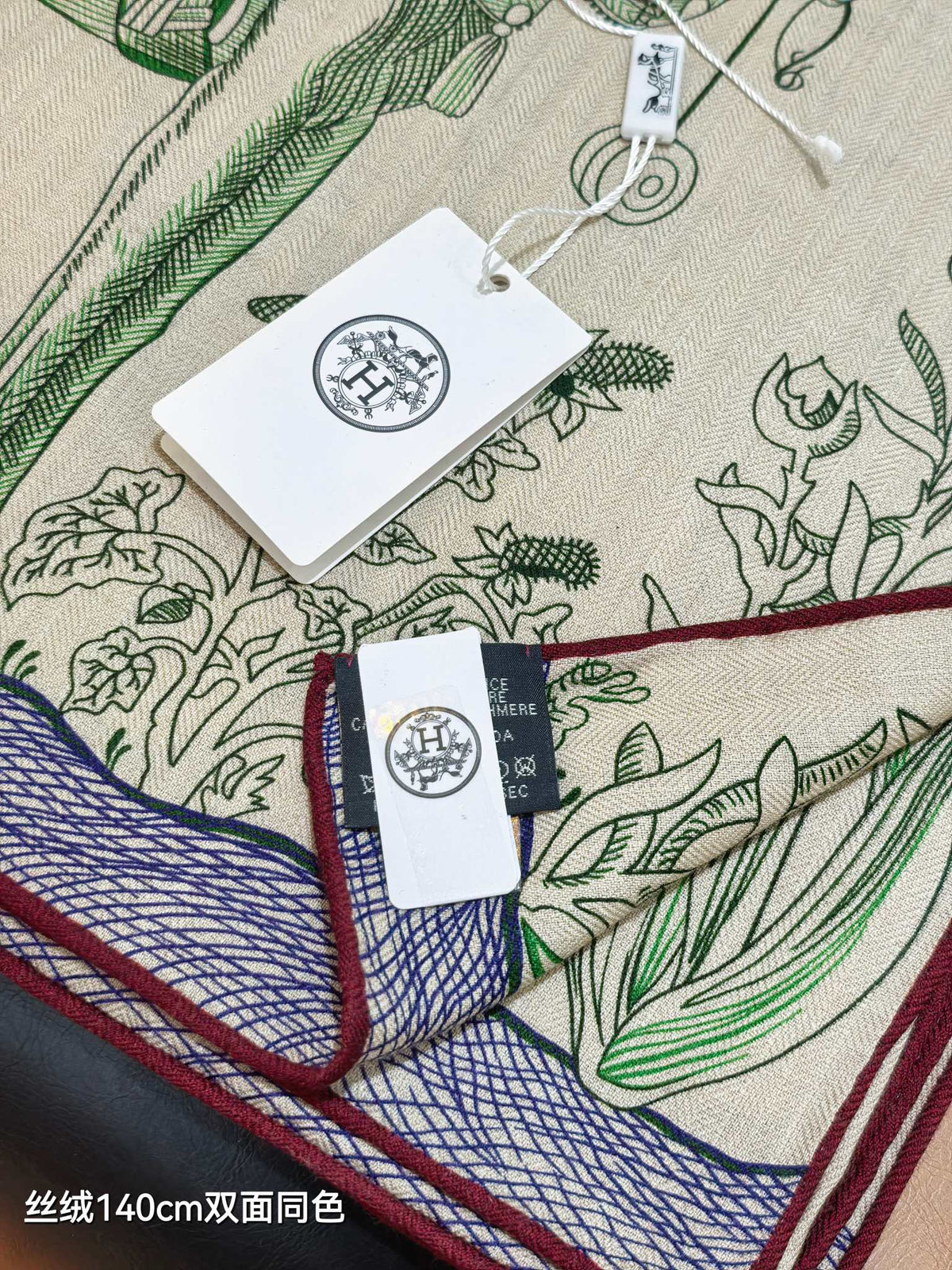 Hermes 2026 Della Cavalleria Favolosa Scarf 140cm Green Cashmere Silk 534750