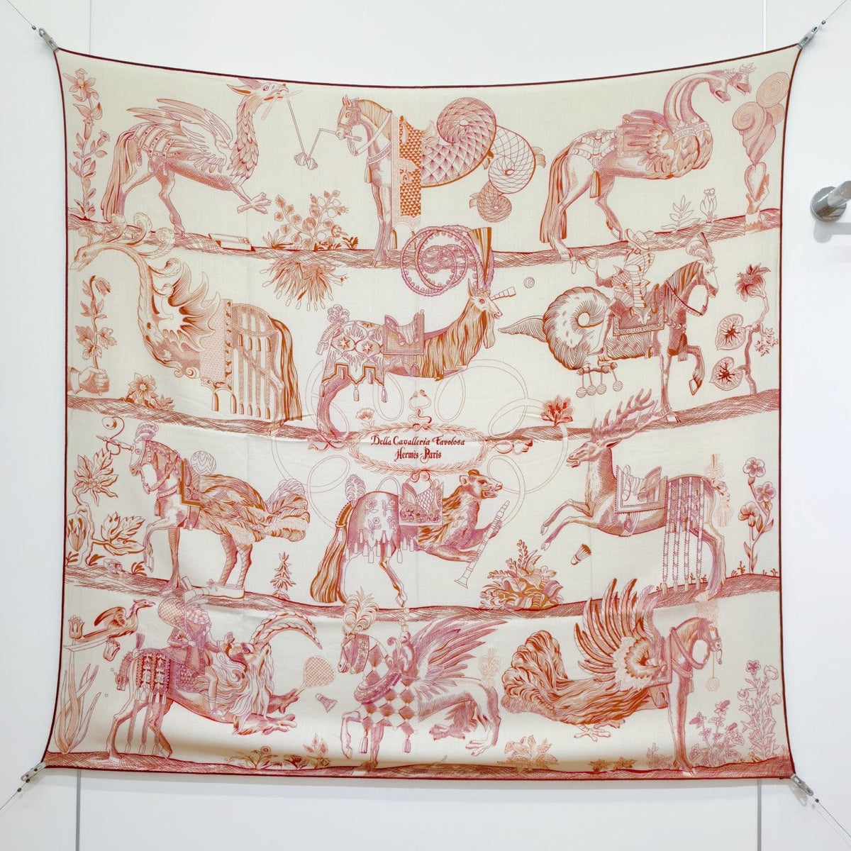 Hermes 2026 Della Cavalleria Favolosa Scarf 140cm Orange Cashmere Silk 534751