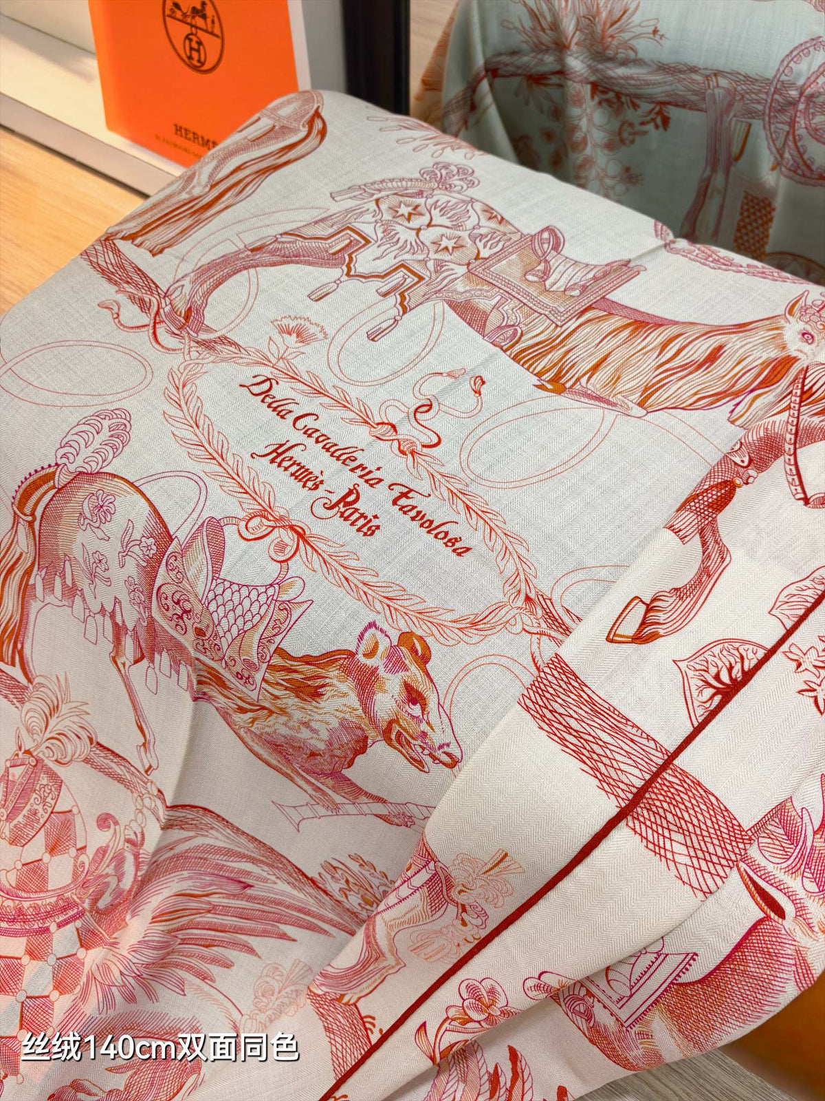Hermes 2026 Della Cavalleria Favolosa Scarf 140cm Orange Cashmere Silk 534751