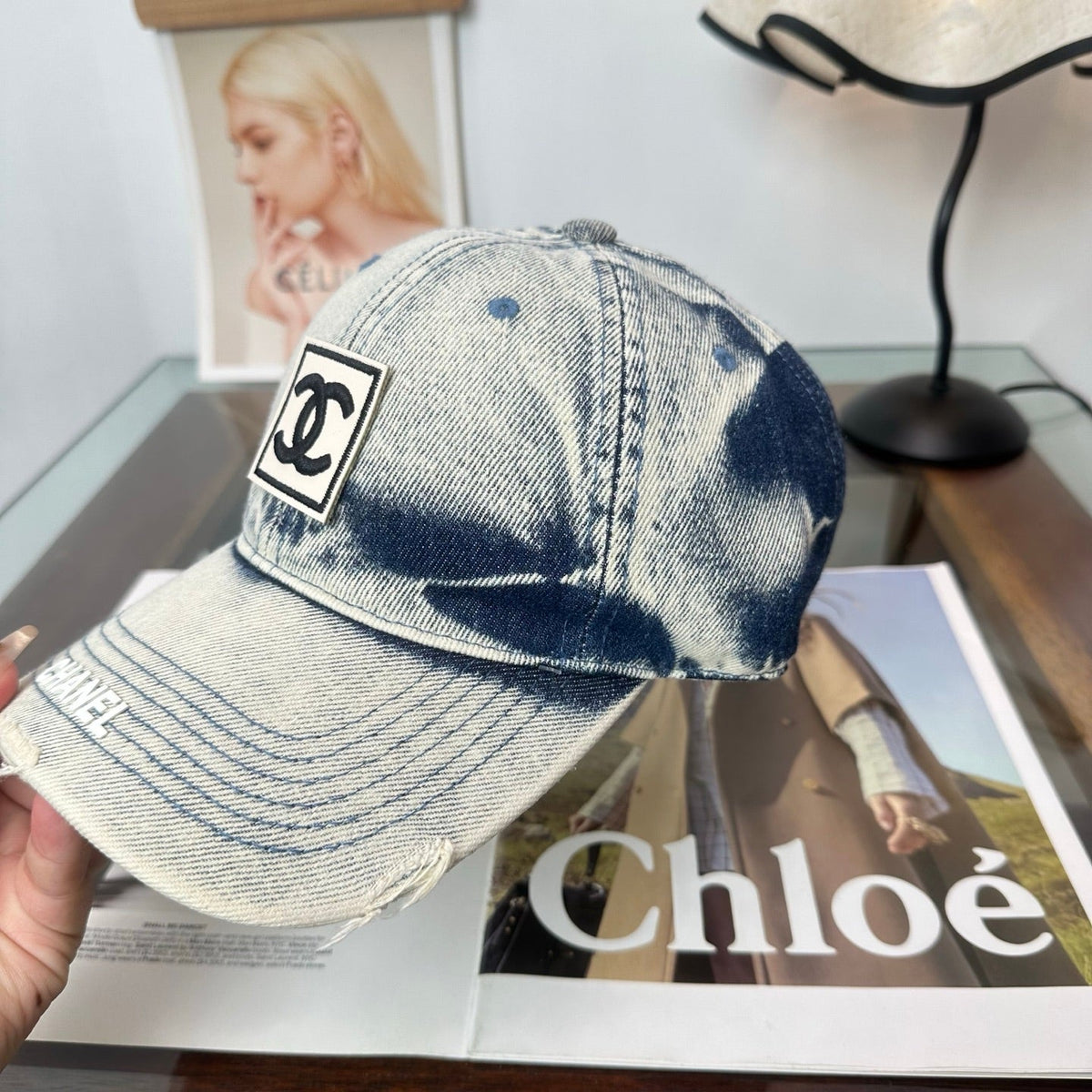 Chanel Denim Baseball Cap Hat 514879