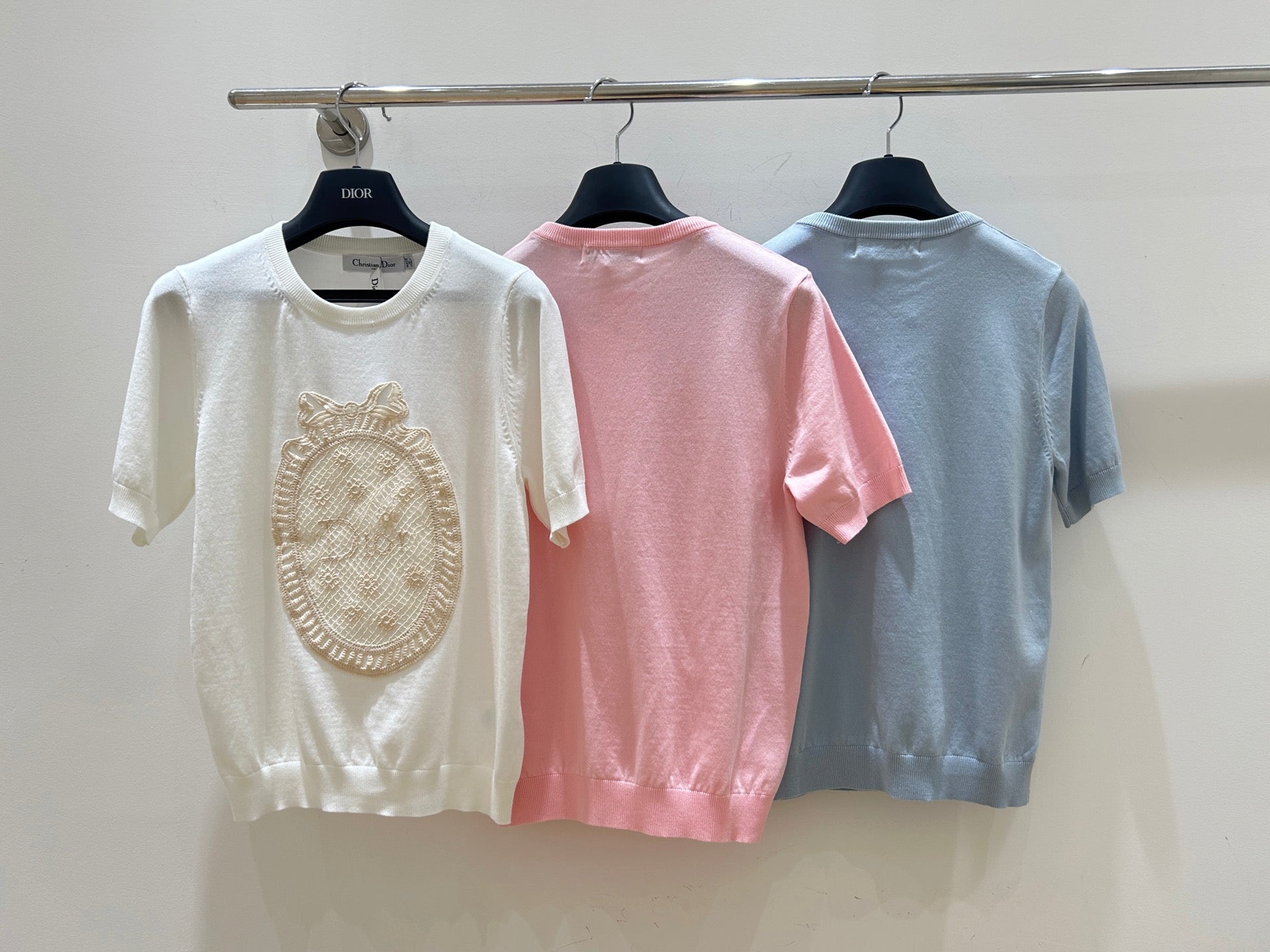 Dior 2026 Short-Sleeved T-shirts Crochet-Effect Patch Tencel 469332