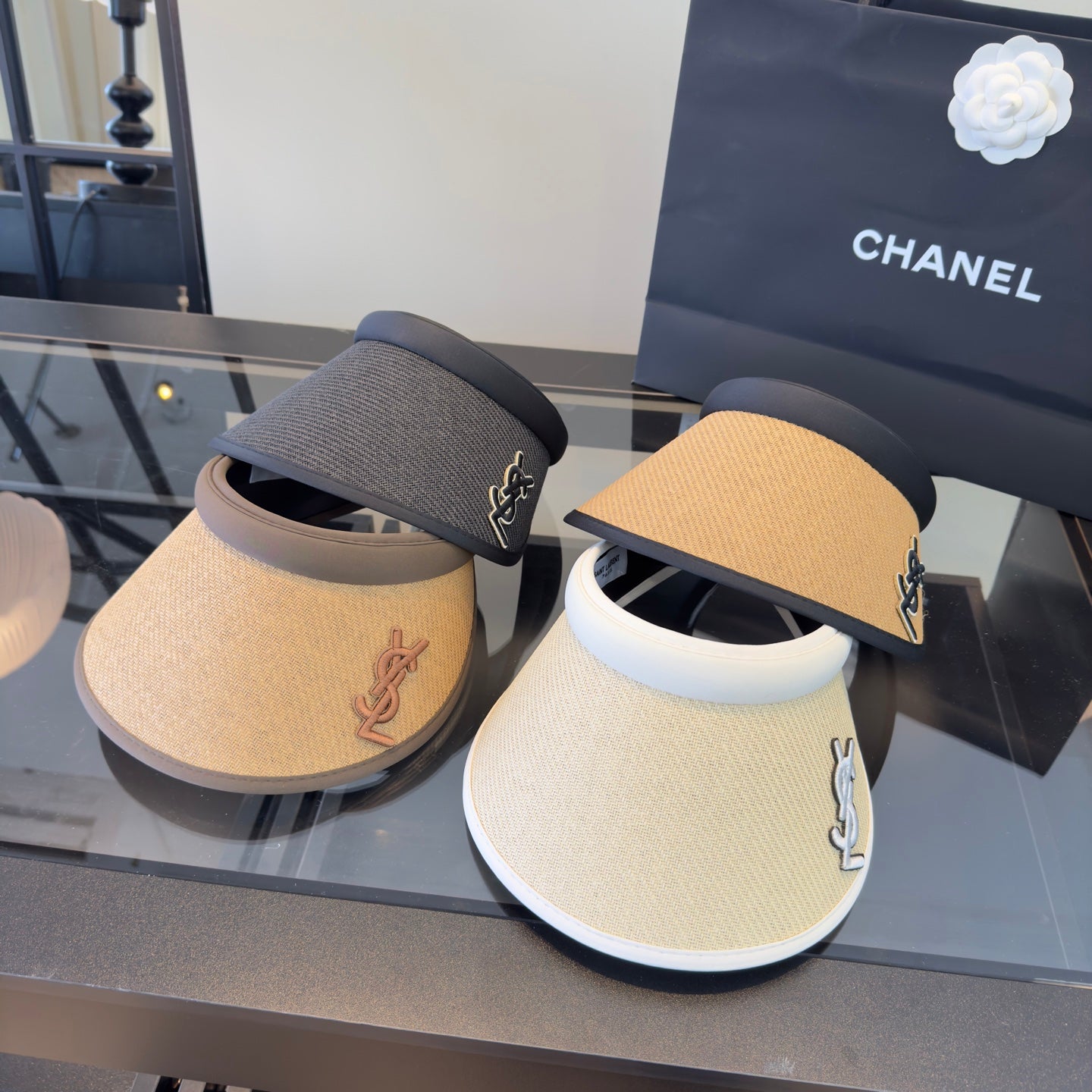 YSL Straw Sun Visor Cap 412937