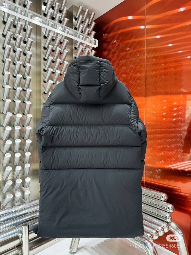Moncler 25 Long Coat Black Polyester 291395