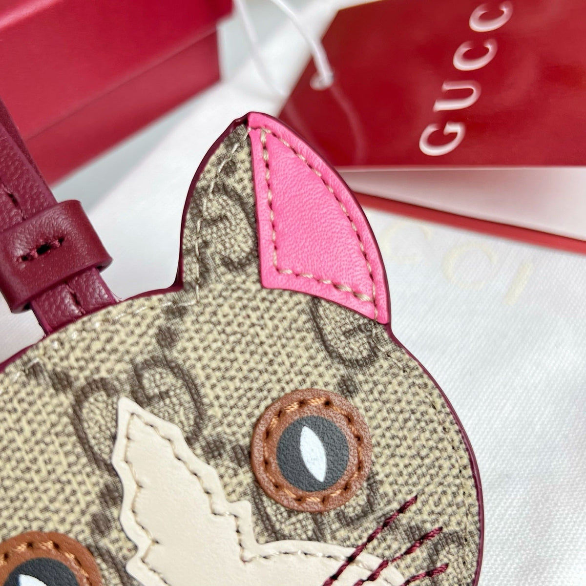 Gucci  Etoupe Red Cat Bag Charm