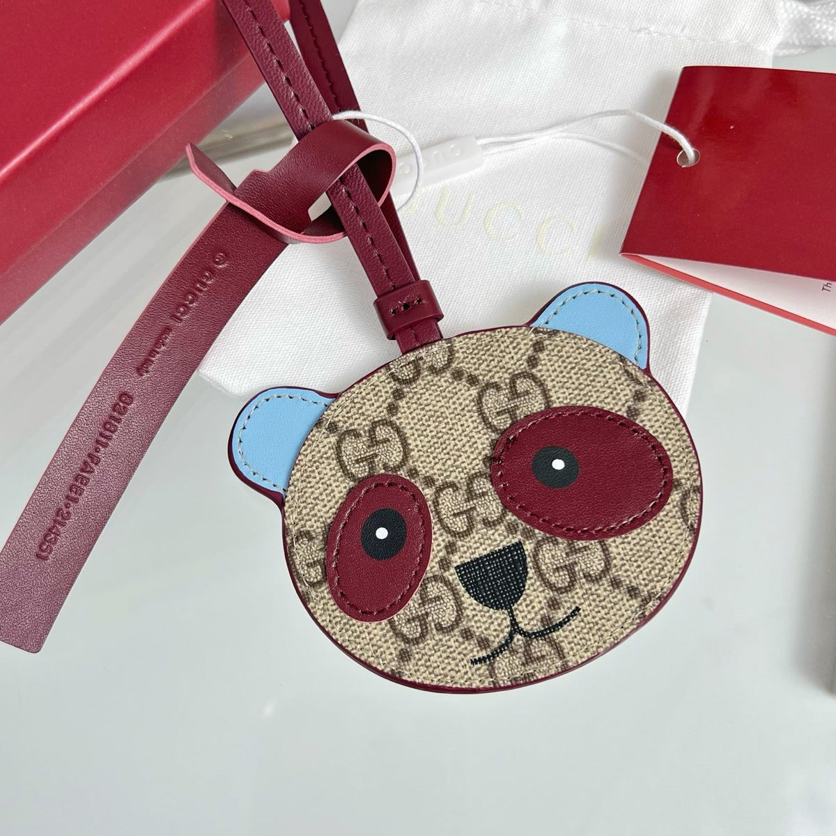 Gucci  Etoupe Red Blue Panda Bag Charm