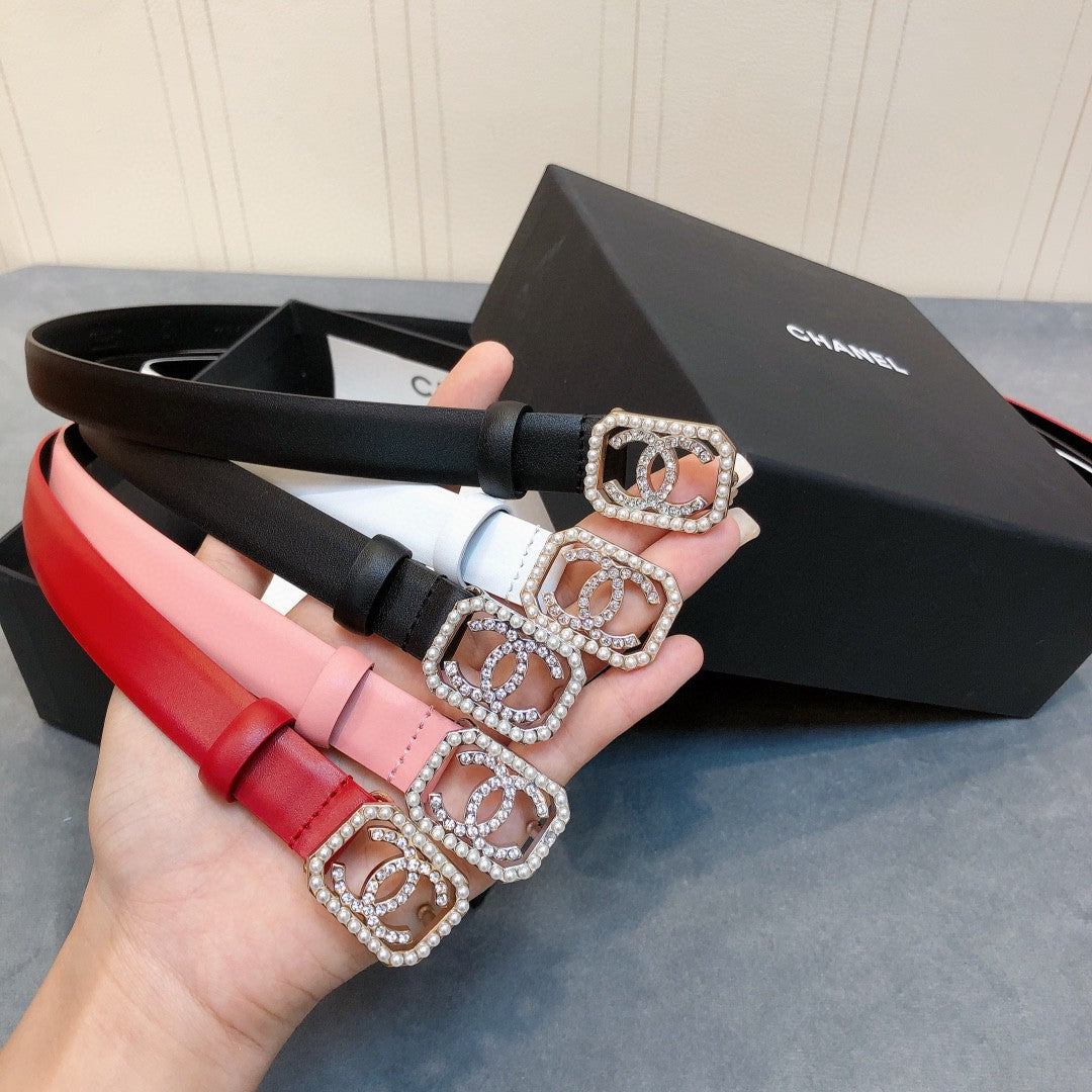 Chanel 2026 Pearl Buckle Belt 20mm Leather