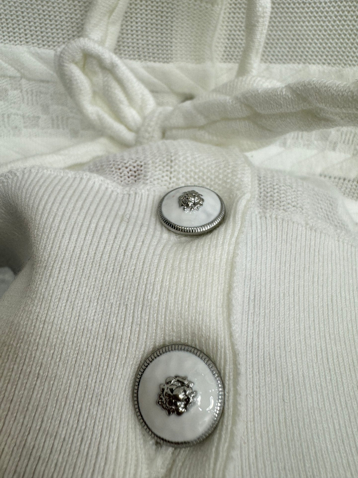 Chanel 2026 Cardigan Embellished With Bow White Wool 424712