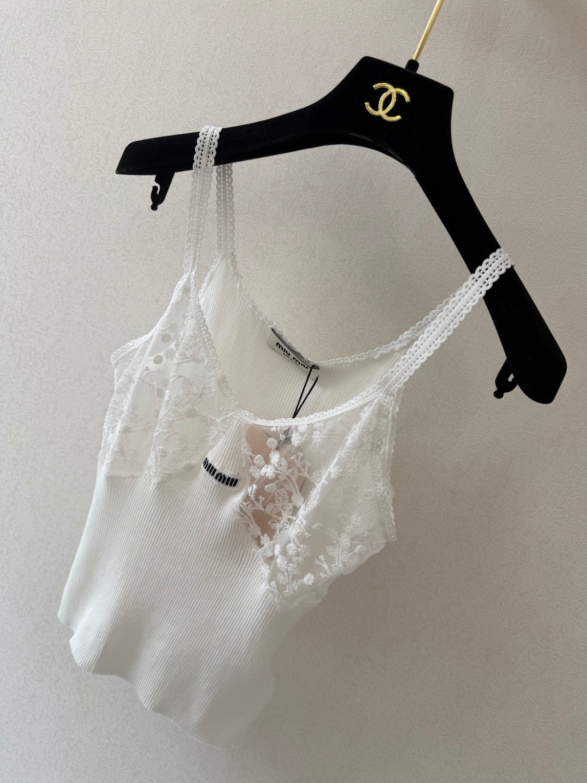 Miumiu 2026 Camisole White Lace Cotton 394789