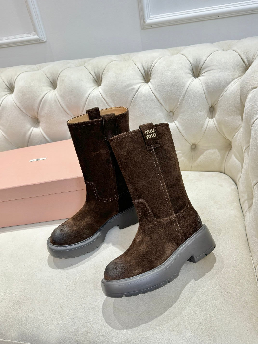 Miu Miu 2026 Mid-Calf Boots Suede 992407