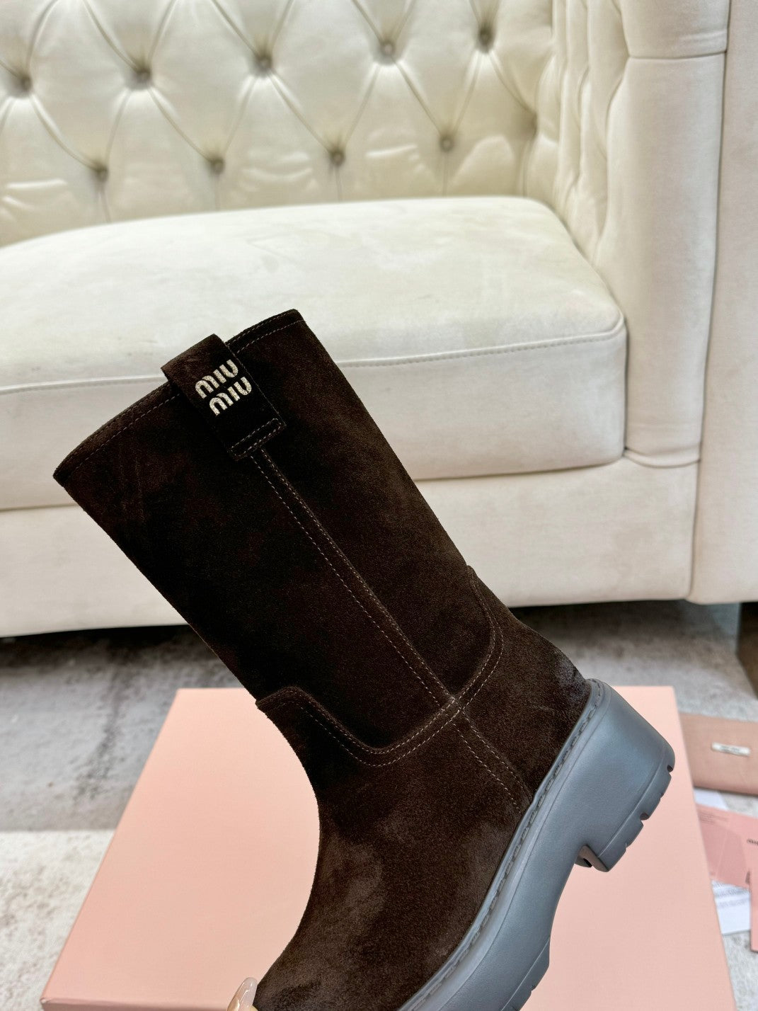 Miu Miu 2026 Mid-Calf Boots Suede 992407