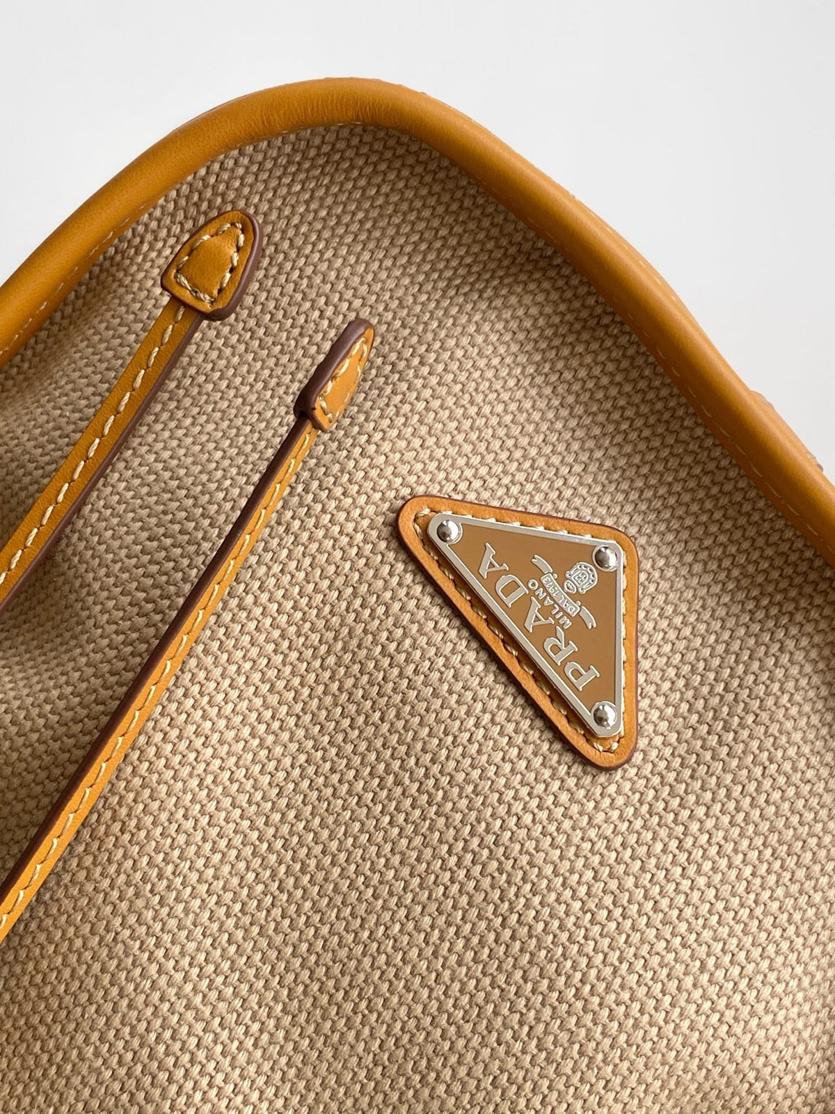 Prada 2026 Bonnie Tote Bag Brown Canvas Leather