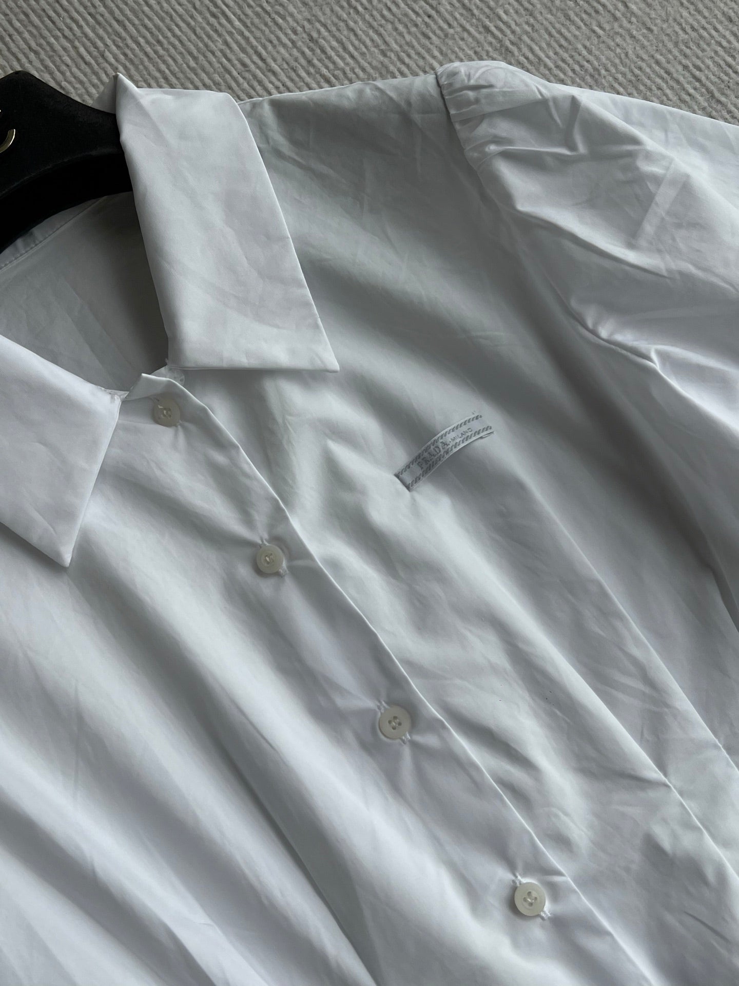 Prada 2026 Preppy Style White Short-Sleeve Shirt White Cotton