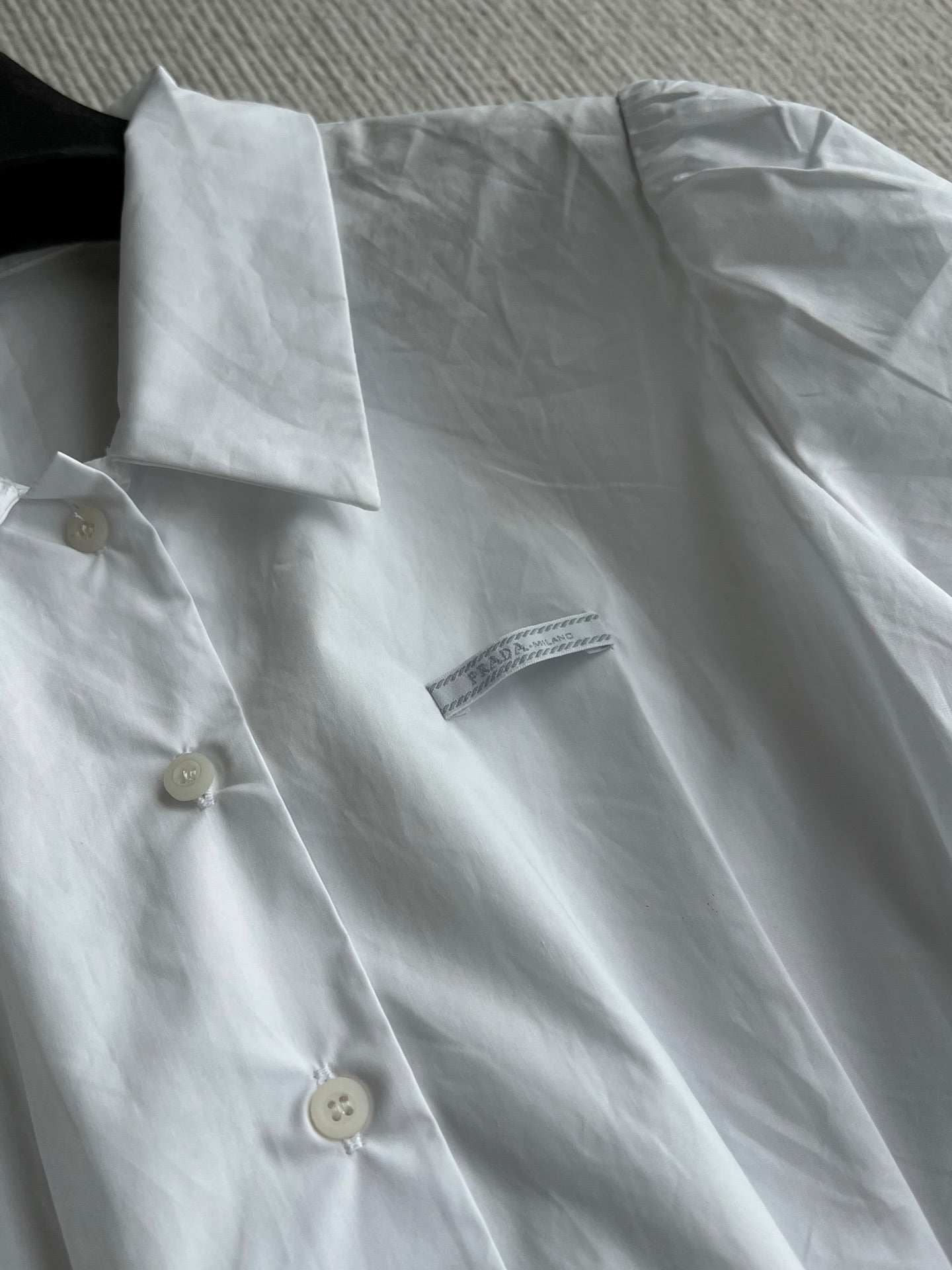Prada 2026 Preppy Style White Short-Sleeve Shirt White Cotton