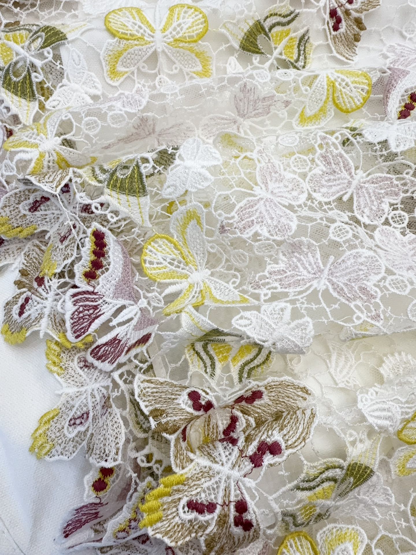 CD 25 Butterfly Embroidered Long Skirt Lace Silk