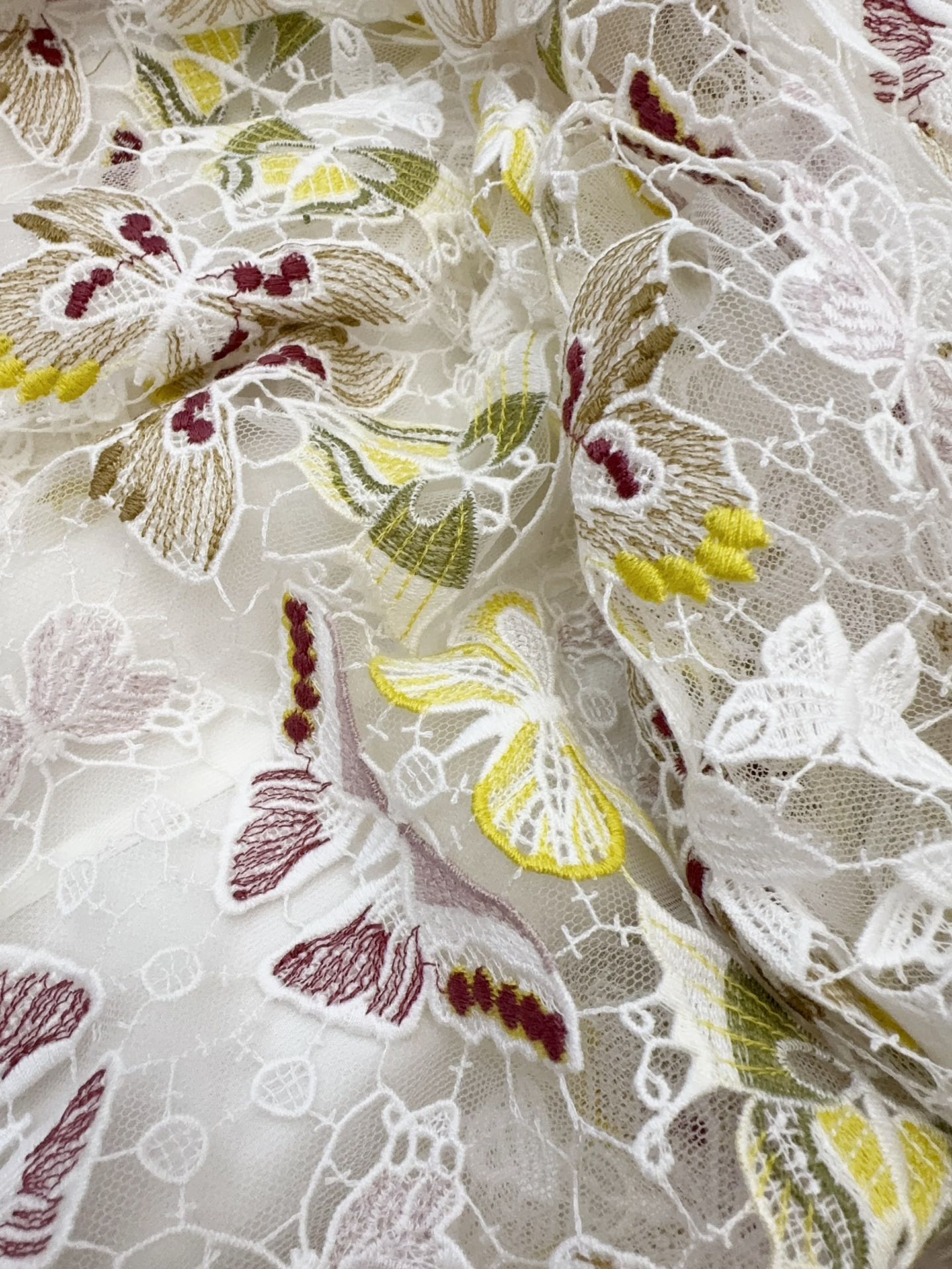 CD 25 Butterfly Embroidered Long Skirt Lace Silk