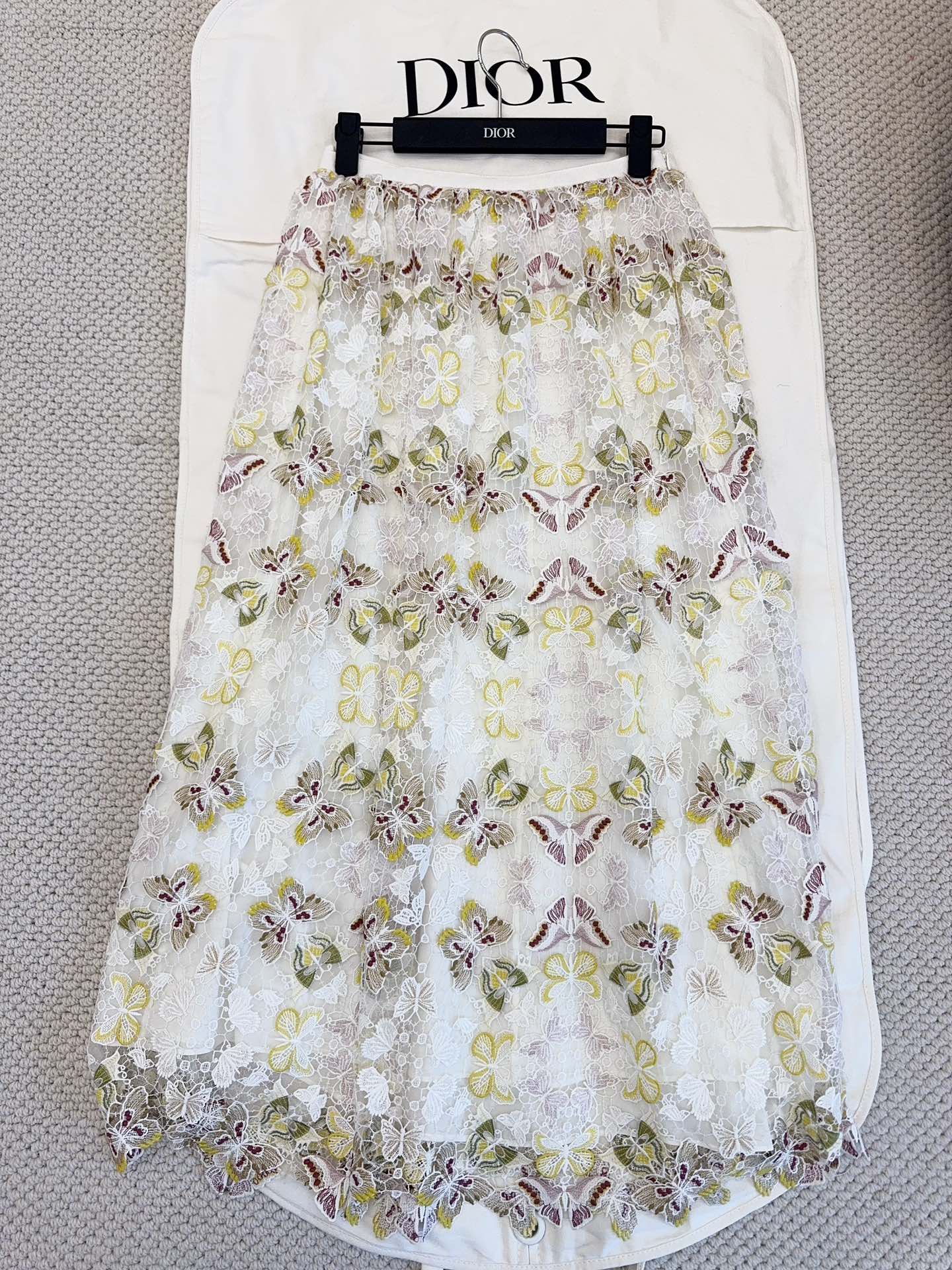 CD 25 Butterfly Embroidered Long Skirt Lace Silk