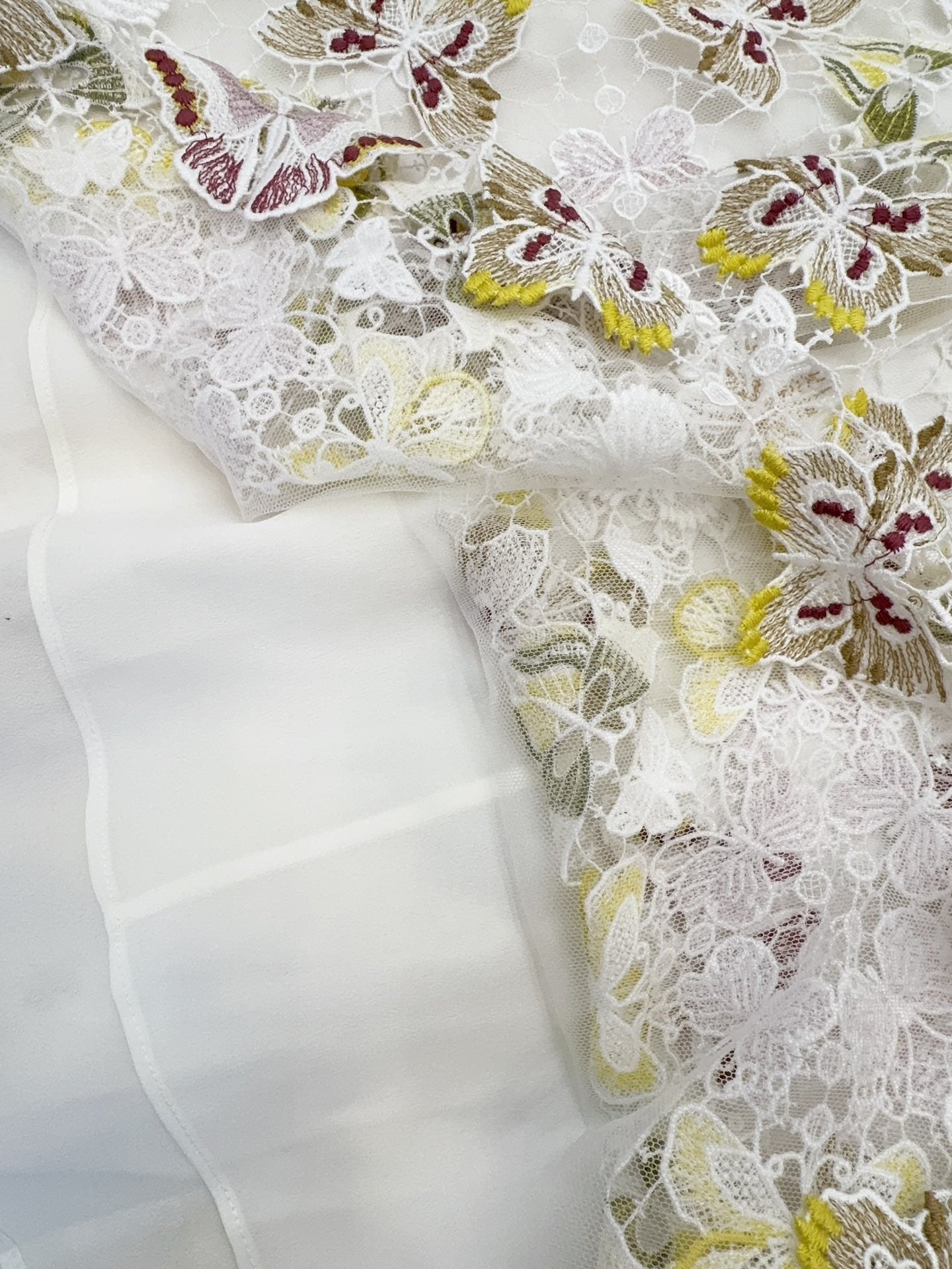 CD 25 Butterfly Embroidered Long Skirt Lace Silk