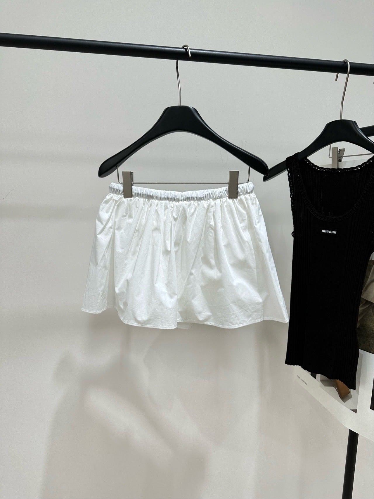 Miumiu 2026 Drawstring Casual Workwear Skirt White Cotton 359056