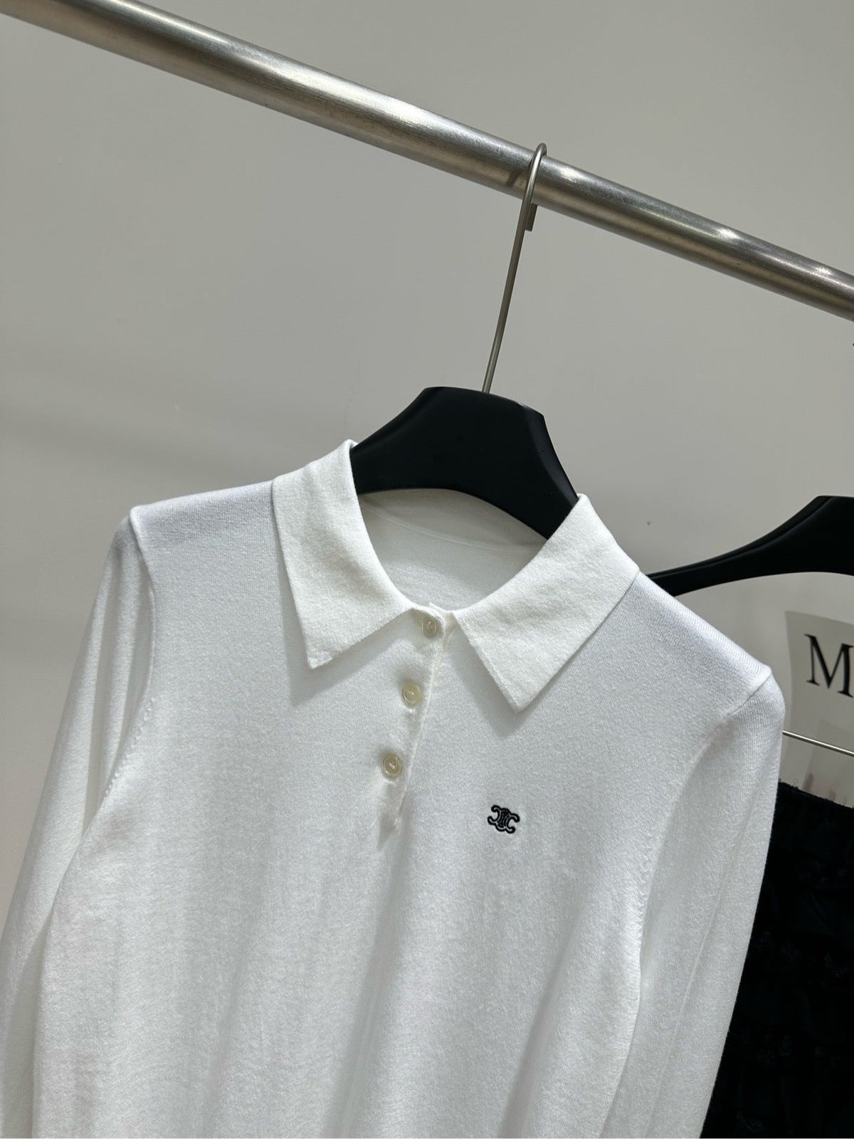 Celine 2026 Long-Sleeved Polo Shirt White Cotton 430364