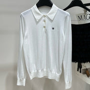 Celine 2026 Long-Sleeved Polo Shirt White Cotton 430364