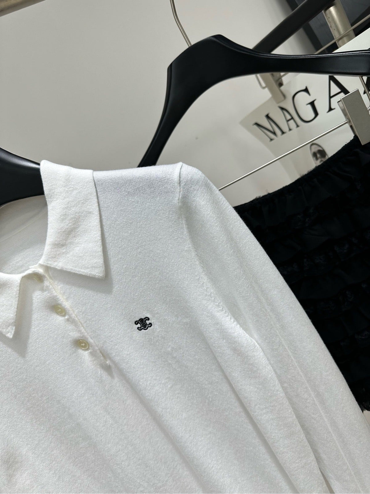 Celine 2026 Long-Sleeved Polo Shirt White Cotton 430364