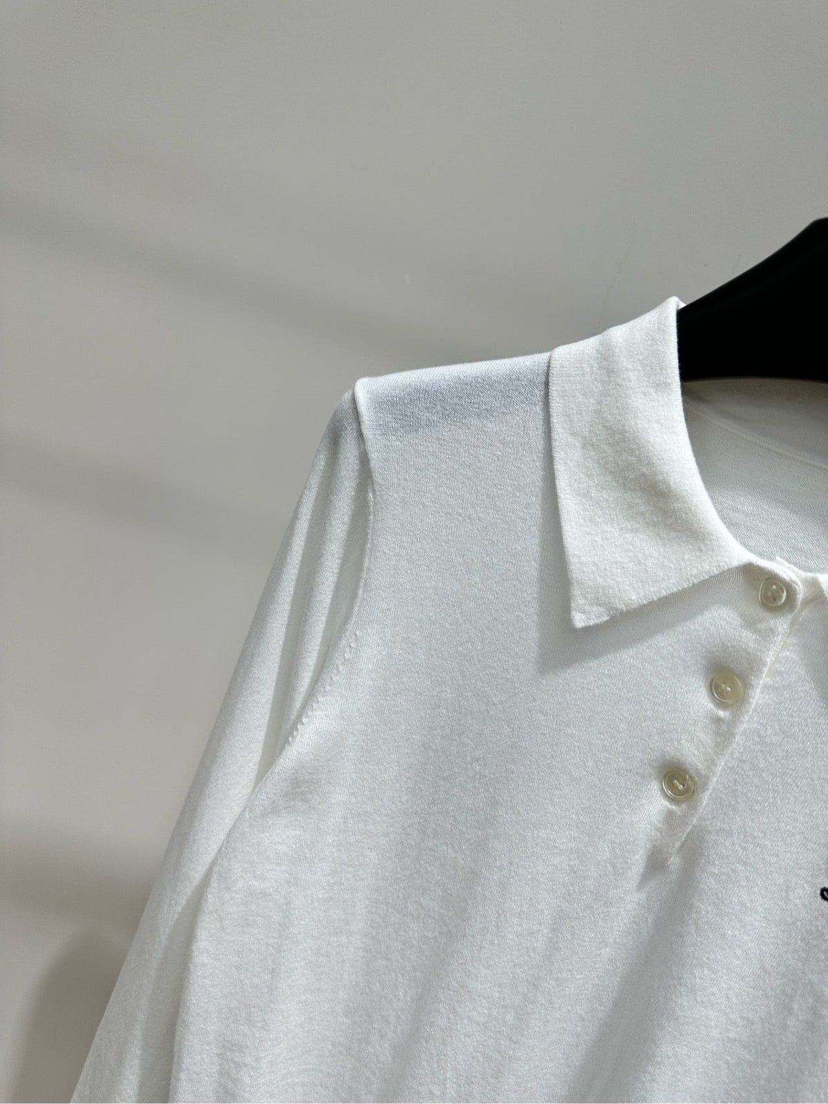 Celine 2026 Long-Sleeved Polo Shirt White Cotton 430364
