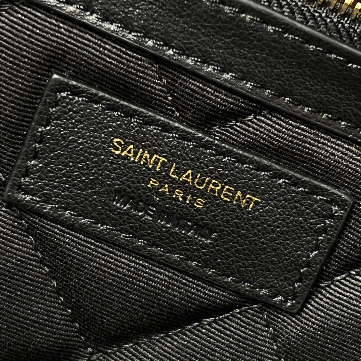 YSL Travel Bag 59 Black Quilted Calfskin Leather Gold Hardware