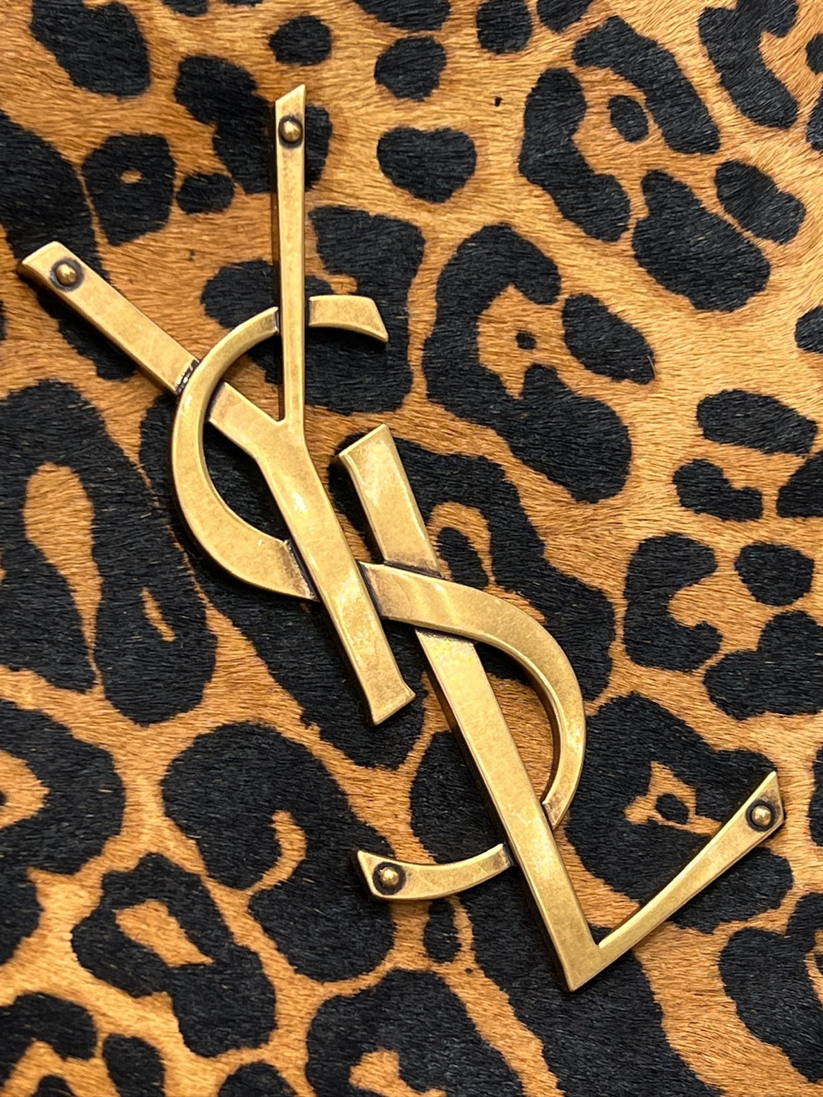 YSL 2026 Leopard Print Icare Tote Bag 46cm Horsehair Leather
