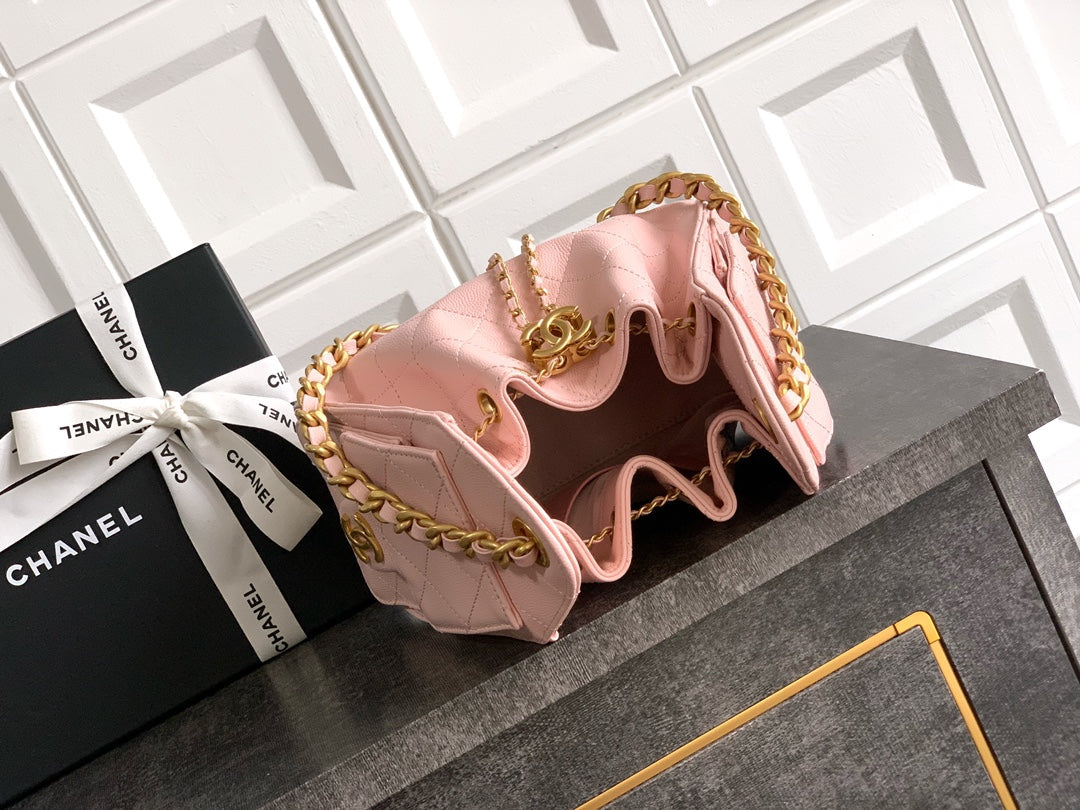 CC 25C Hobo Bags 20cm Light Pink Grained Calfskin