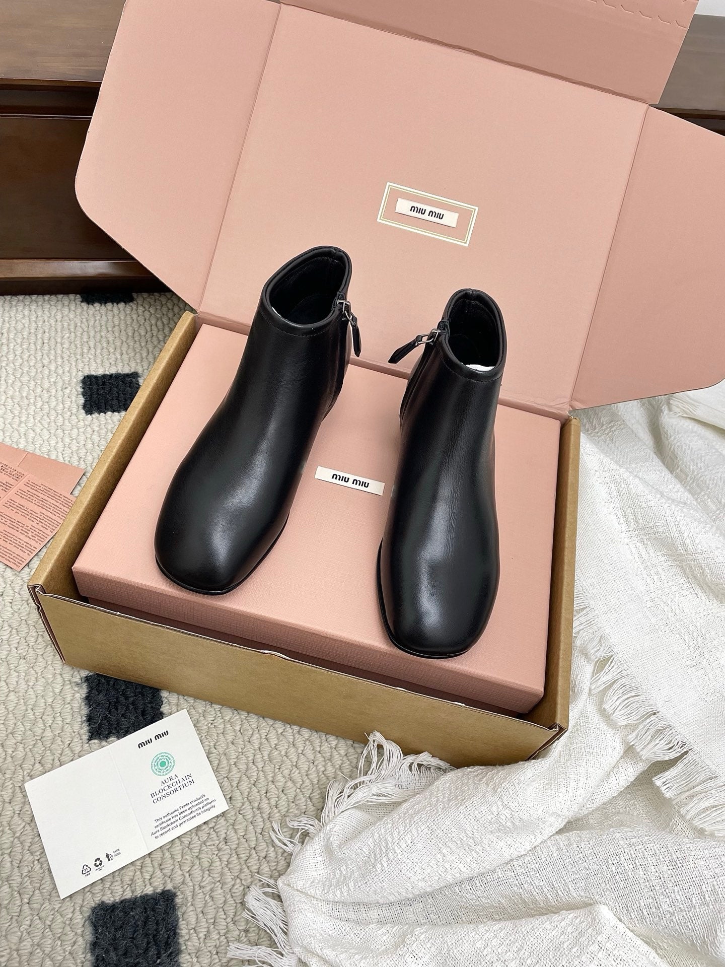 Miumiu 25 Chelsea Short Boot Black Cowhide 511541