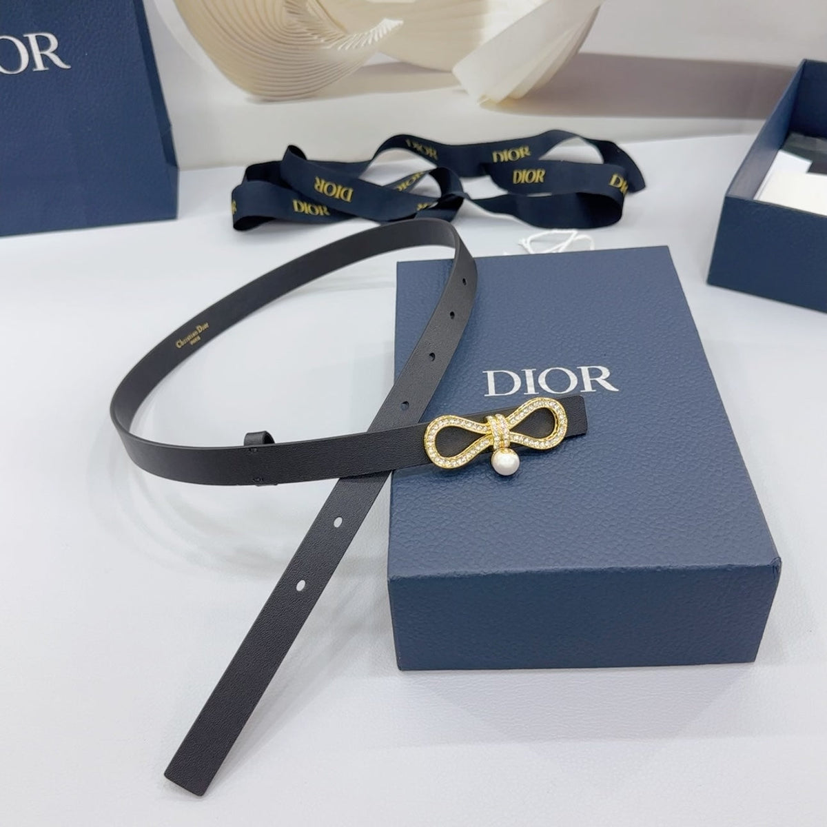 Dior 2026 Le Nœud De Gold Bow Buckle Belt 15mm 184754