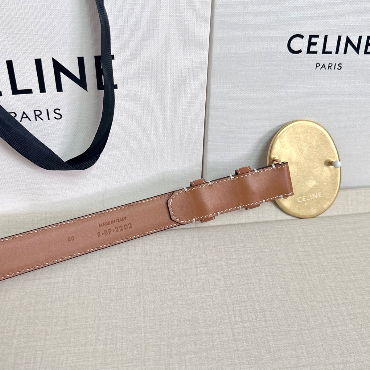 Celine 7.5cm Belt Buckle 2.5cm Width Calfskin