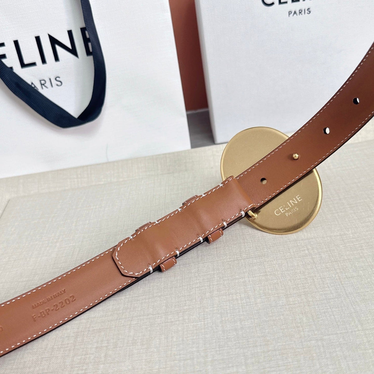 Celine 7.5cm Belt Buckle 2.5cm Width Calfskin