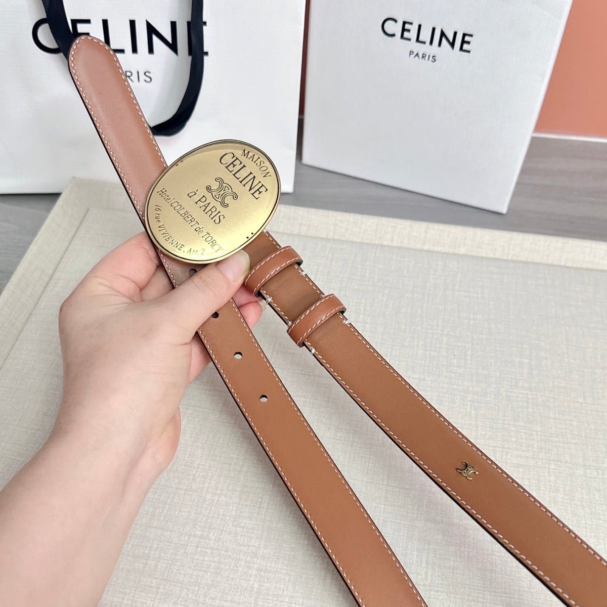 Celine 7.5cm Belt Buckle 2.5cm Width Calfskin