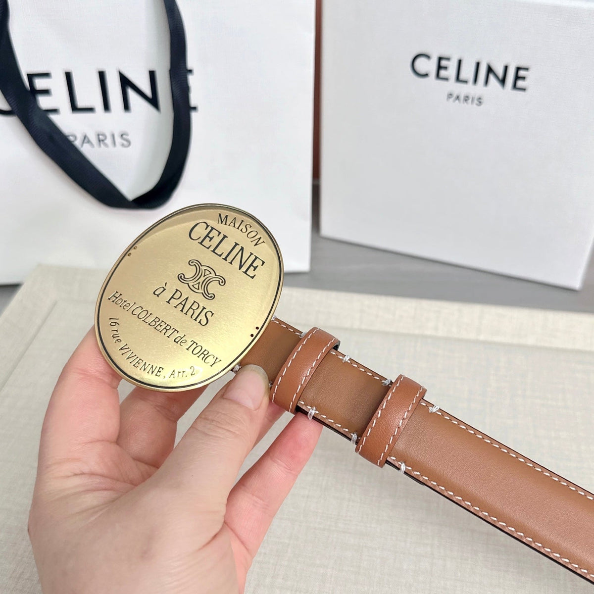 Celine 7.5cm Belt Buckle 2.5cm Width Calfskin
